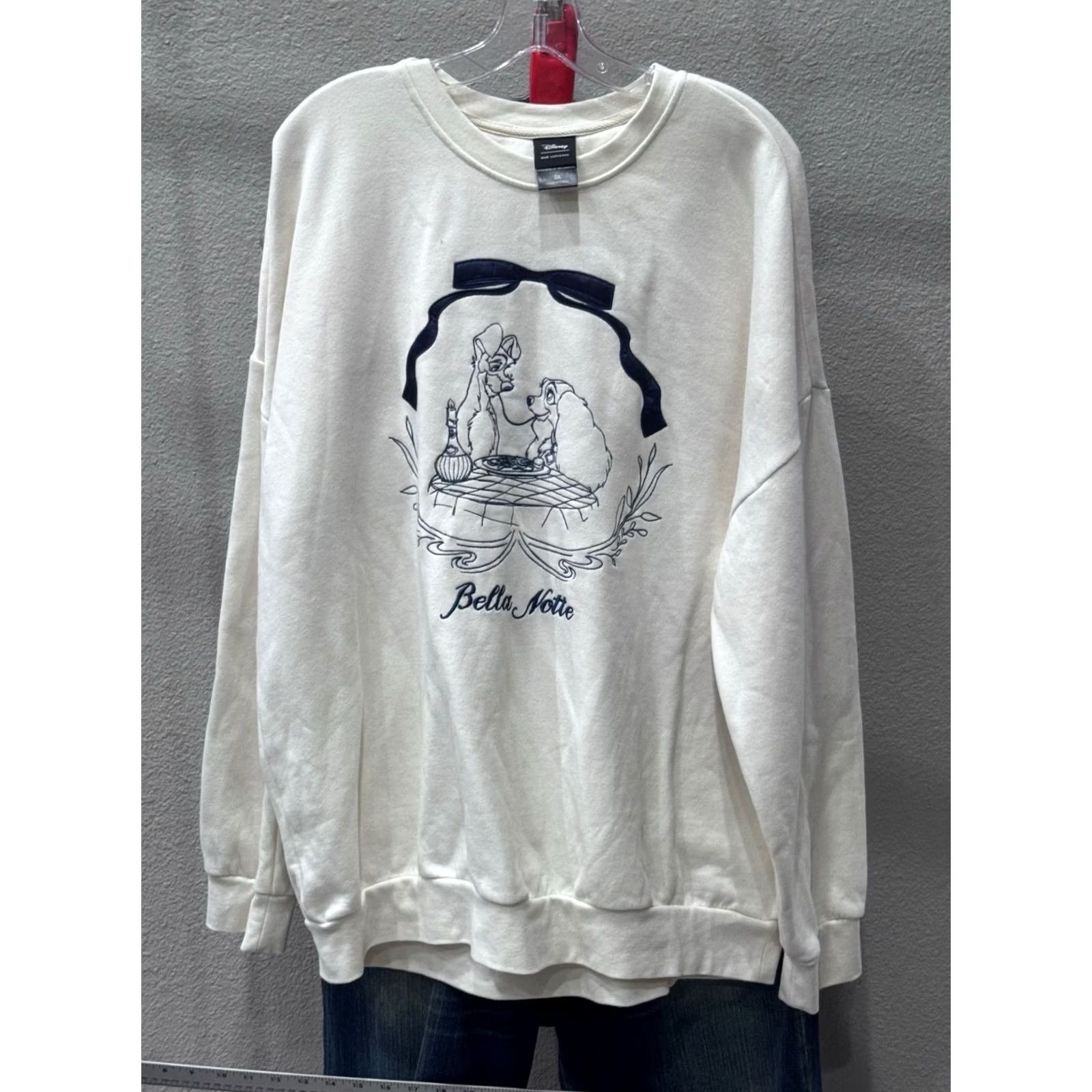 Disney WOMEN'S Disney Our Universe Embroidered Belle Notte Sweater Sweatshirt 2XL Multicolor Long Sleeve Pullover Womens Size XXL / US 16-18 / IT 52-54 - 2 Thumbnail