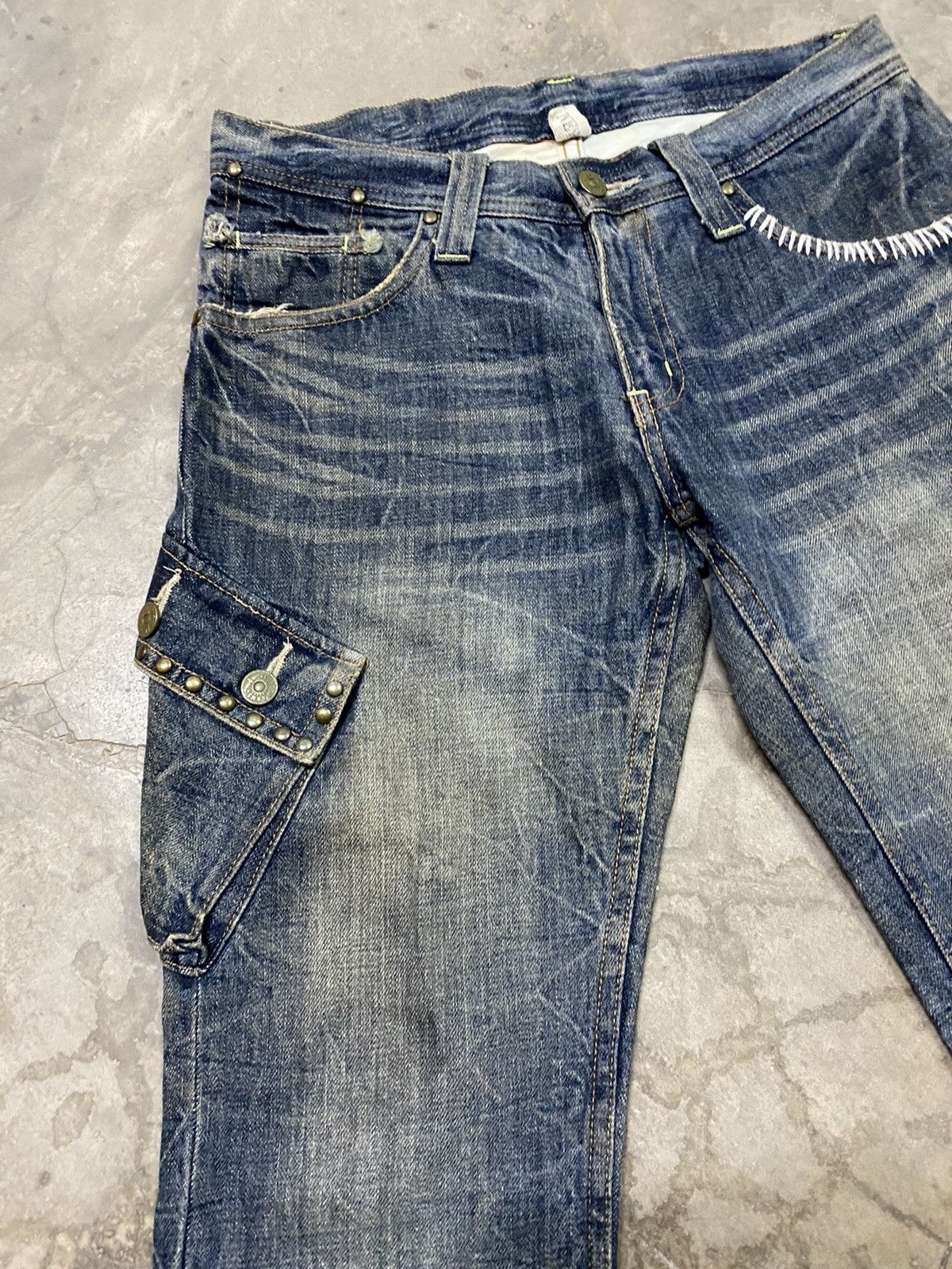 Hysteric Glamour × If Six Was Nine × Tornado Mart Flare Jeans Japanese Coat of Arms Mud Rusty Cargo Jeans Size US 31 - 5 Thumbnail
