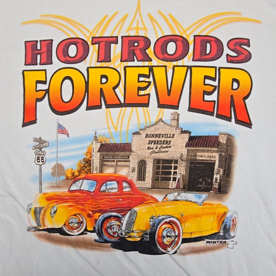 Gildan Hotrods Forever Shirt Car Graphic Route 66 White 2XL Tee Size US XXL / EU 58 / 5 - 2 Thumbnail