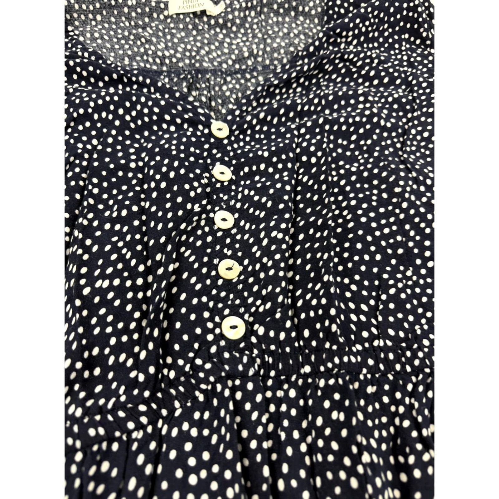 Vintage VINTAGE PINUP FASHION Dress Womens 18W Blue Polka Dot V Neck Fit & Flare Knee Length Size XXL / US 16-18 / IT 52-54 - 3 Thumbnail