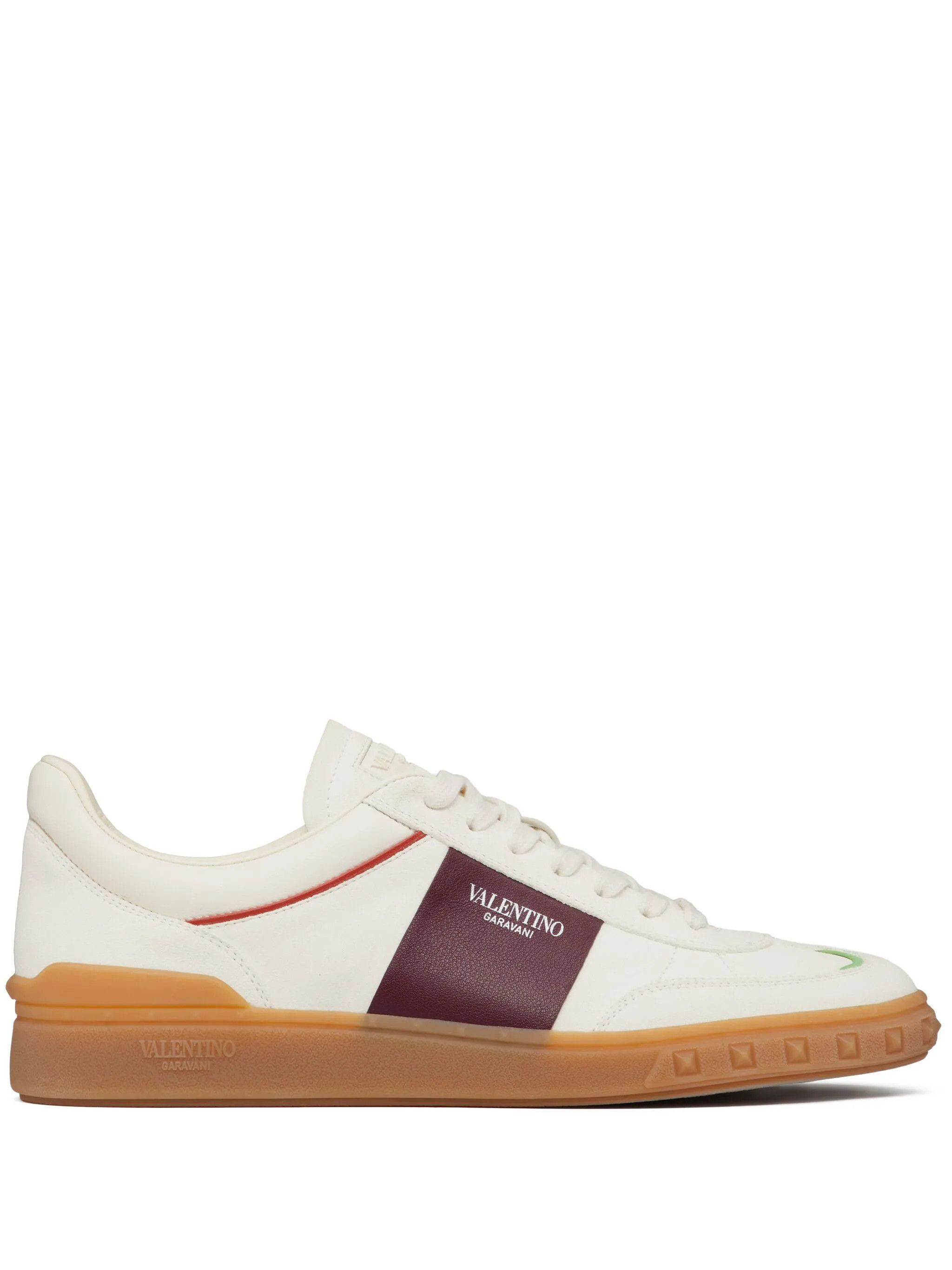 Valentino o1y0525 Logo Leather Low-Top Sneakers in White/Brown Size US 8.5 / EU 41-42 - 1 Thumbnail