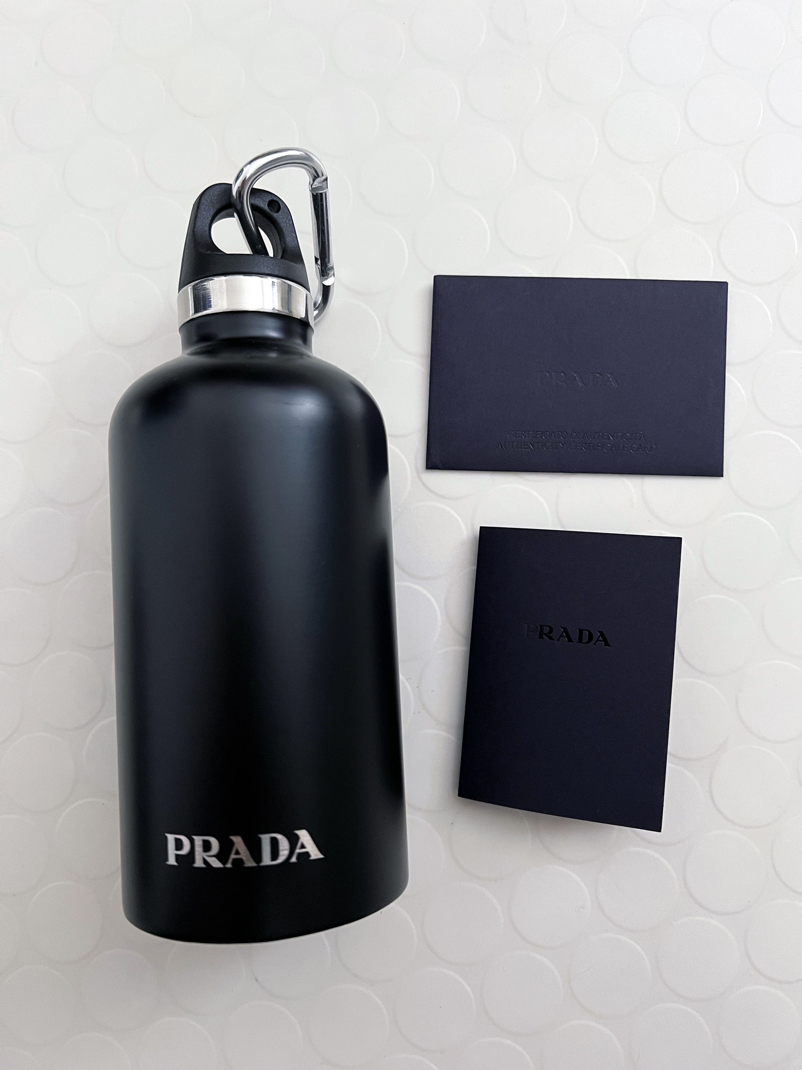 image of Prada Boxed Nero Stainless Steel 350Ml Water Bottle in Black Nero, Men's