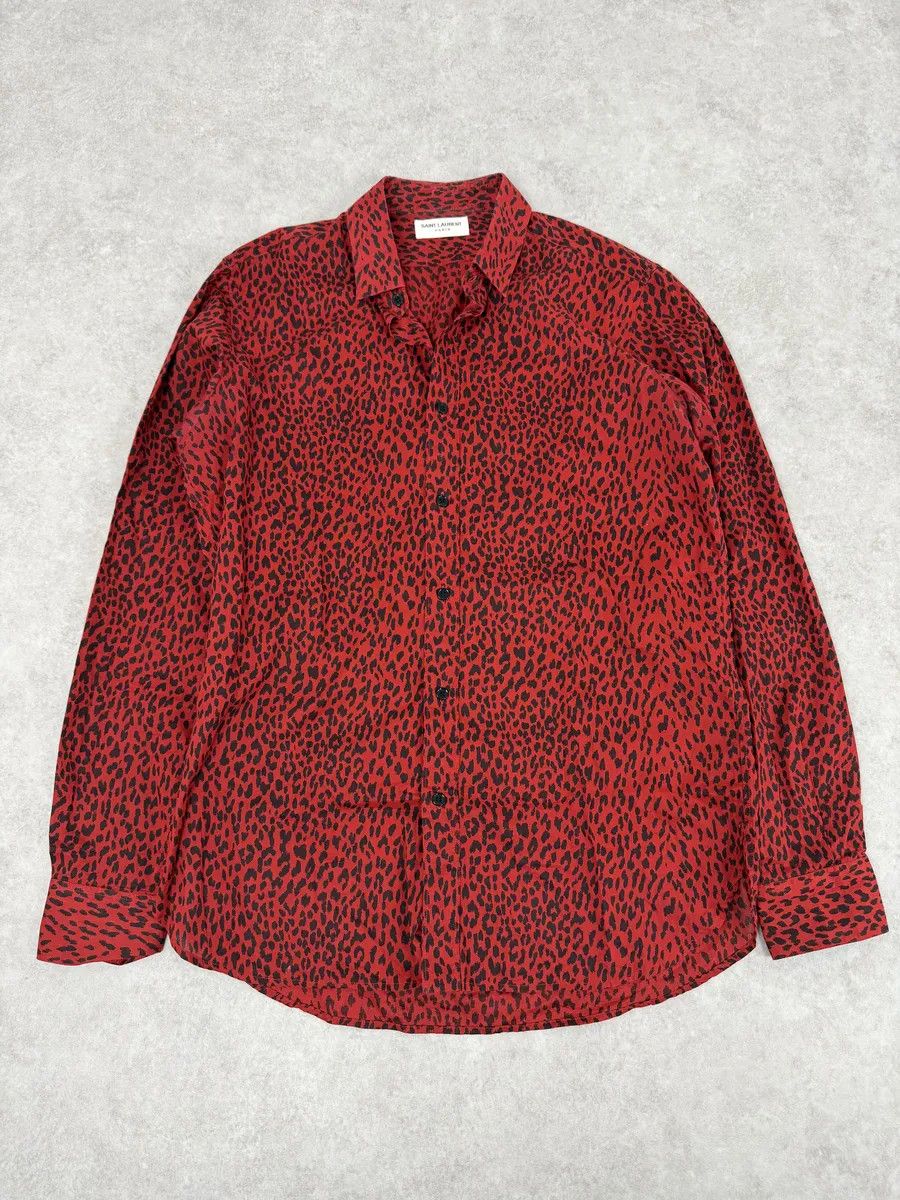 Saint Laurent Paris SS2014 Saint Laurent Red & Black Leopard Shirt Size US M / EU 48-50 / 2 - 9 Thumbnail