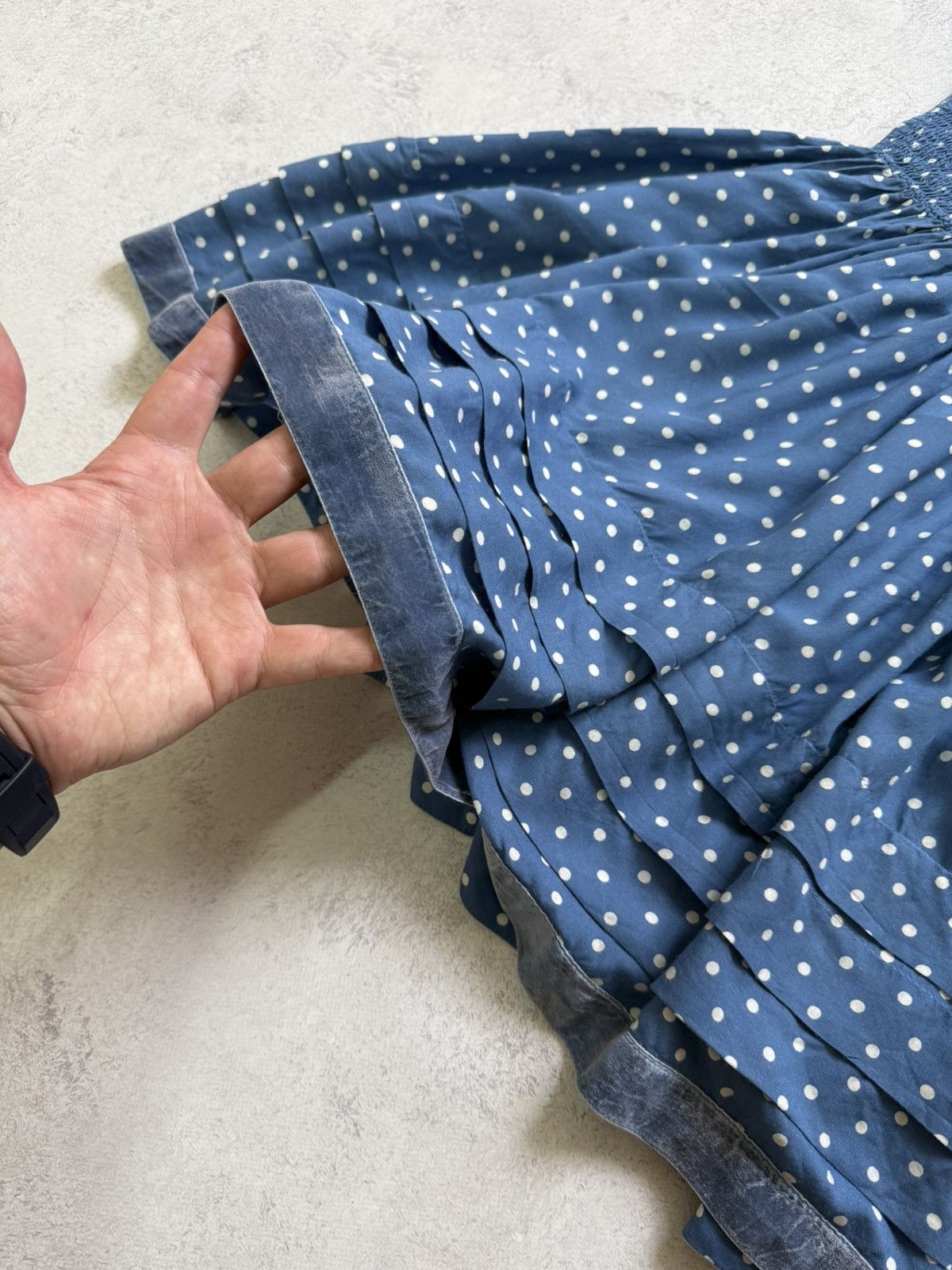 Vintage Ewa I Walla Blue Polka Dot Short Sleeve Midi Dress Size XS Size XS / US 0-2 / IT 36-38 - 14 Thumbnail