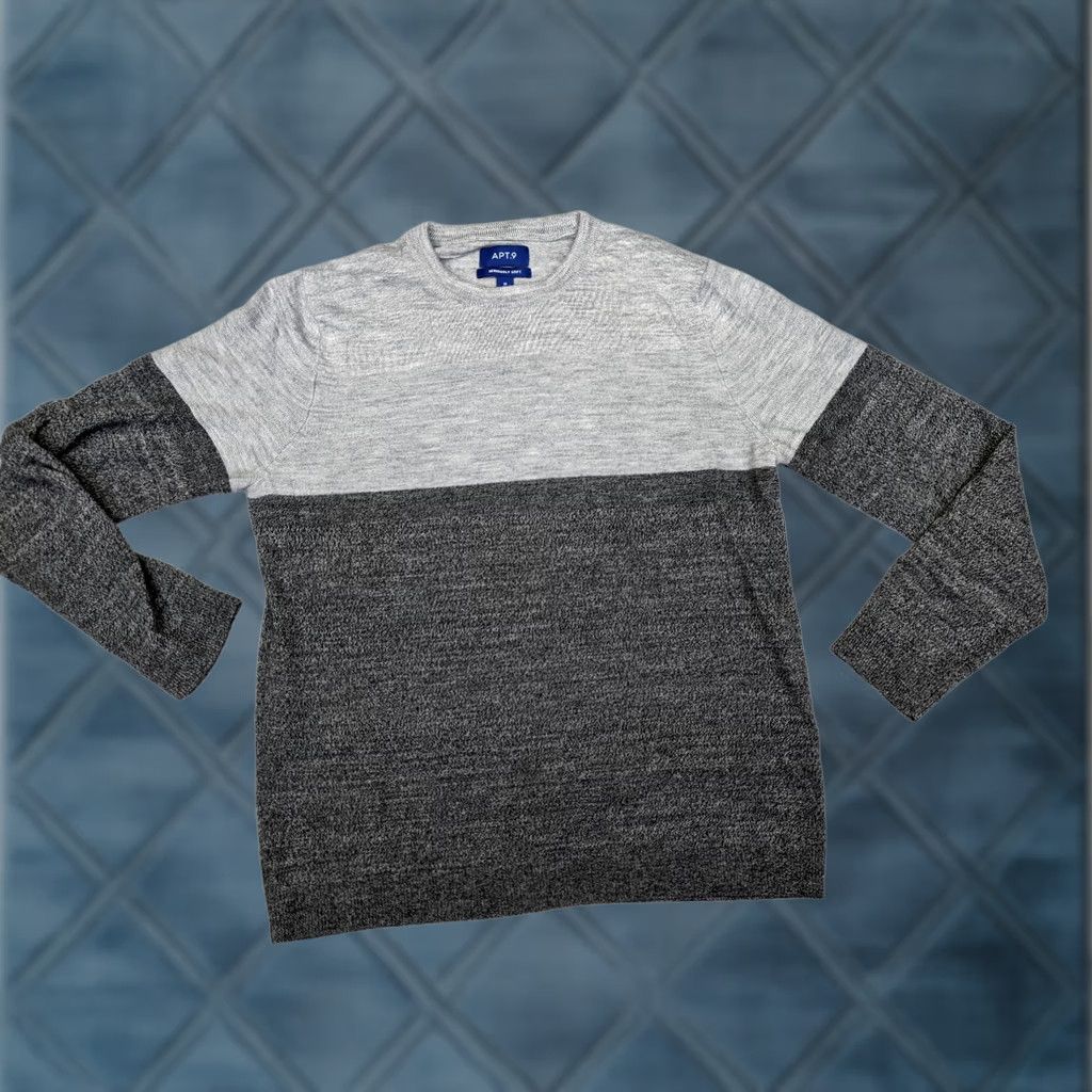 Apt. 9 Apt.9 Mens M Gray Heather Wool Blend Knit Crew Sweater Pullover Seriously Soft Crew Neck Knitwear Size US M / EU 48-50 / 2 - 1 Thumbnail