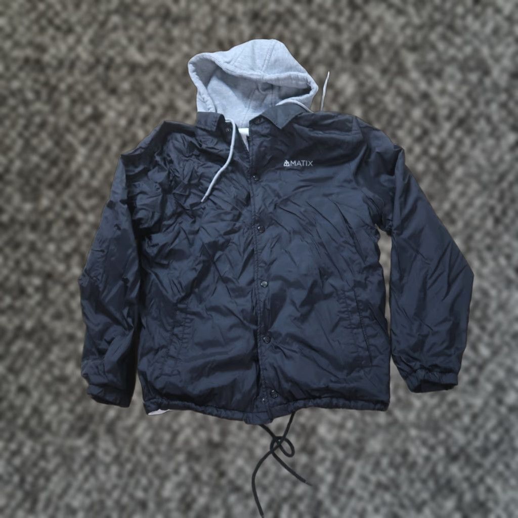 Vintage Matix Coaches Jacket Men's Medium Black Hooded Lined Size US M / EU 48-50 / 2 - 1 Thumbnail