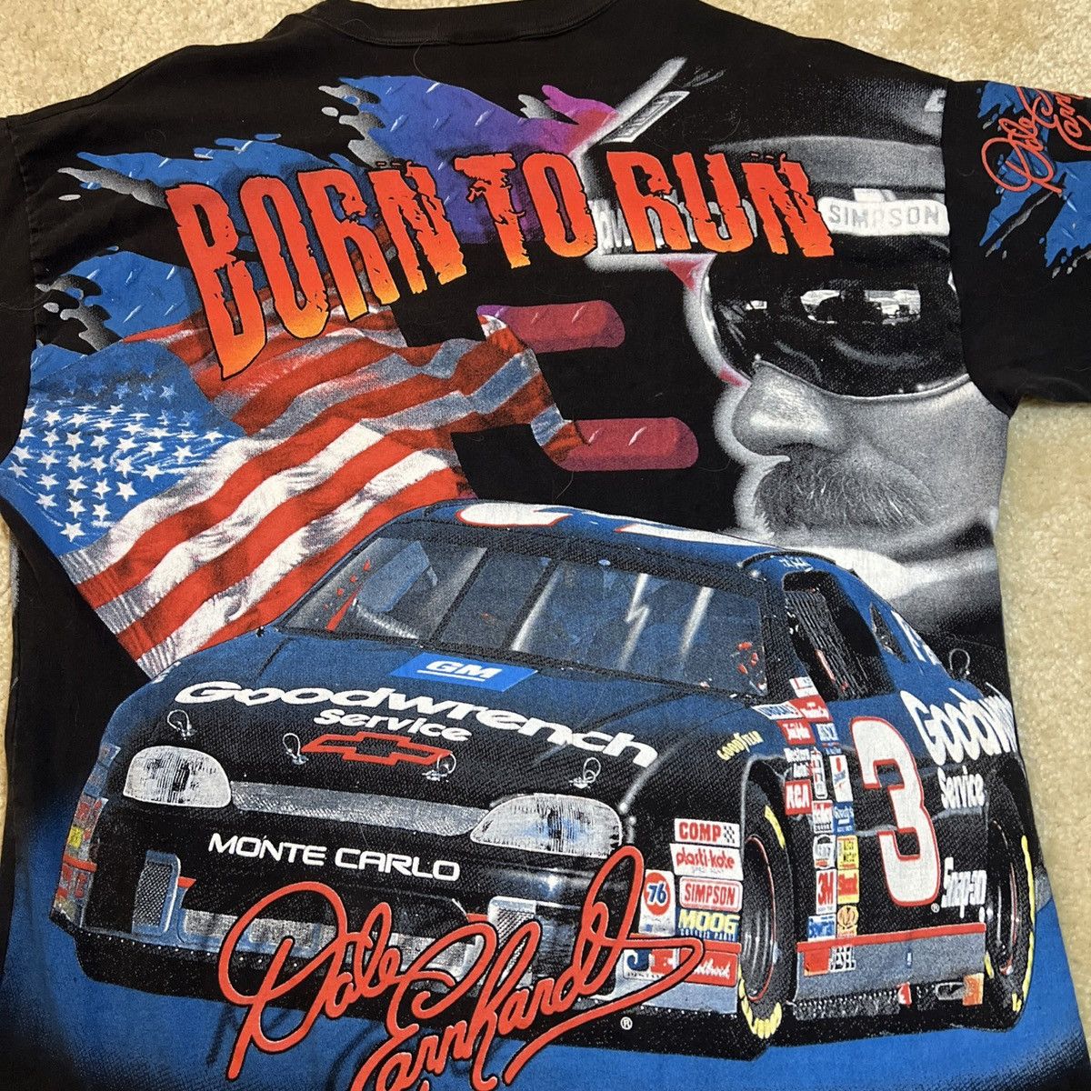 NASCAR Dale Earnhardt Shirt Mens Black AOP Big Face Nascar Size US XL / EU 56 / 4 - 4 Thumbnail