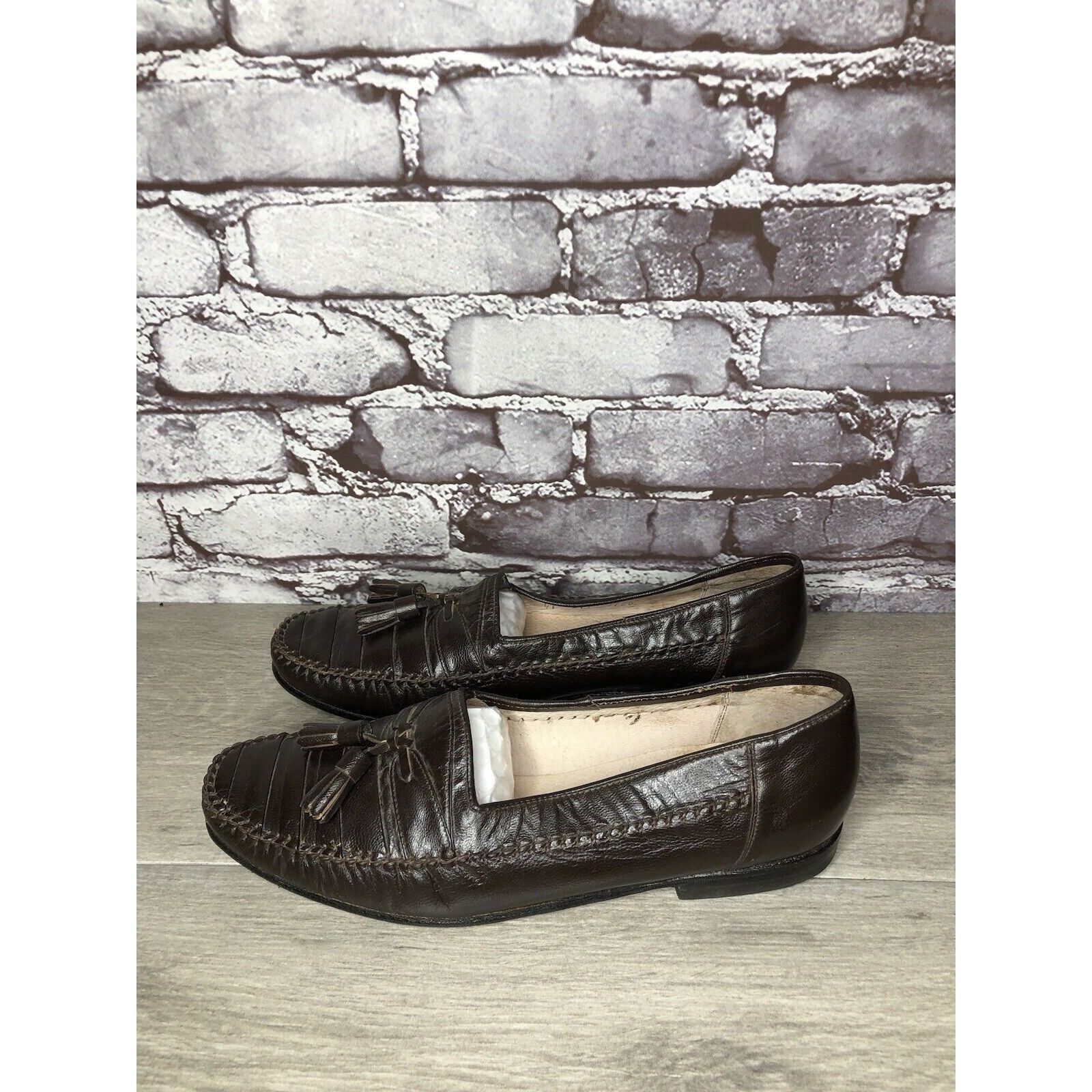 Other Andre Verger Brown Leather Tassel Loafers Handsewn Shoes Men Size US 8 / EU 41 - 21 Thumbnail