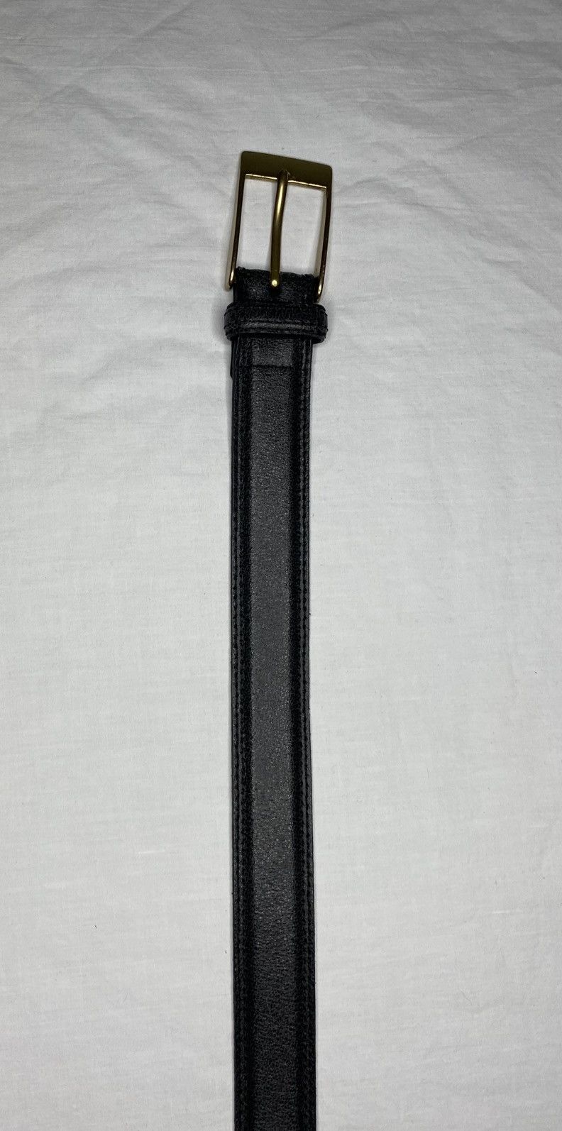 Leather Black Genuine Italian Leather Belt Solid Brass Buckle 40/100 Size 40 - 4 Thumbnail