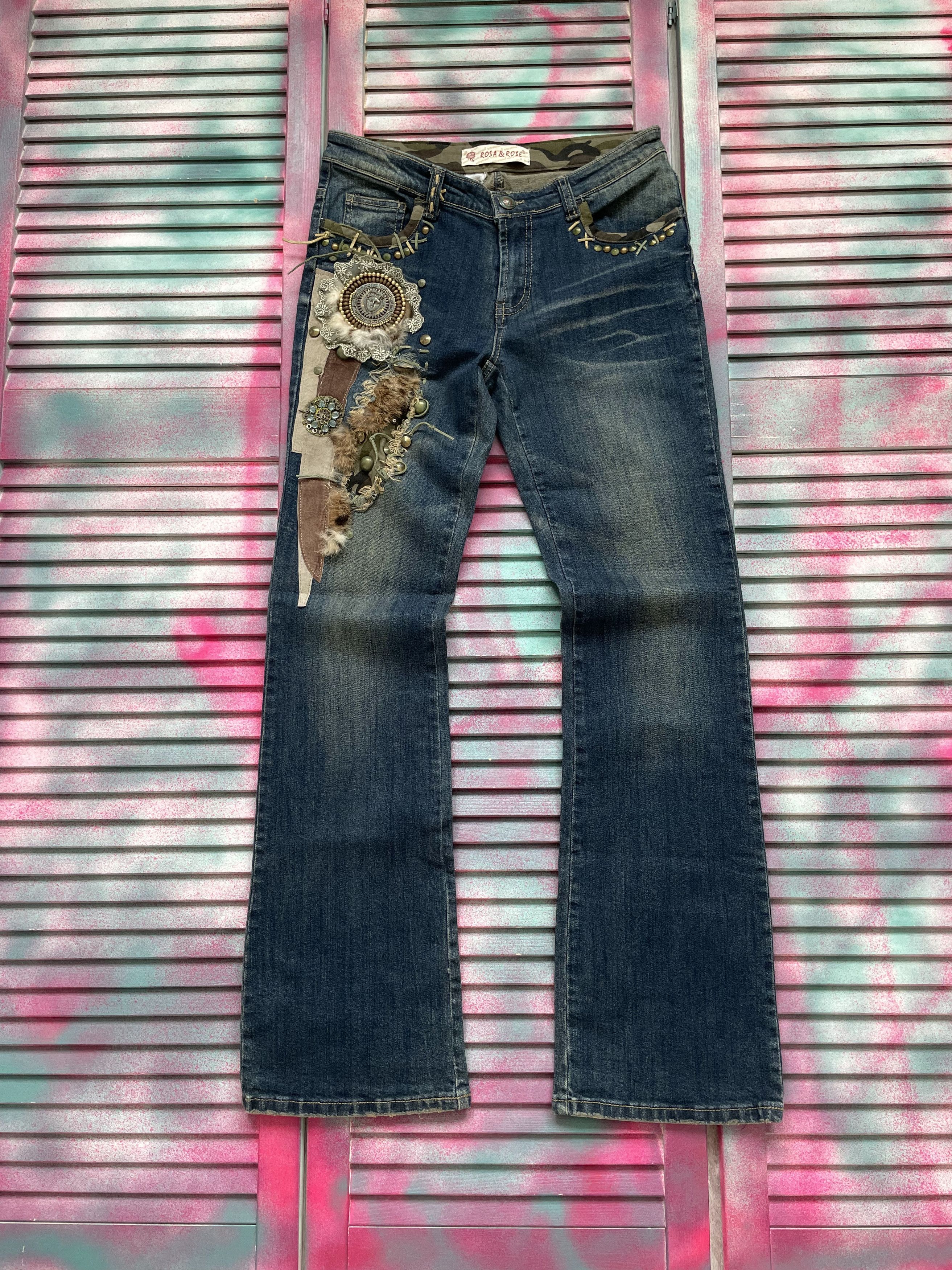 If Six Was Nine Vintage Y2K Apache Retro Style Bootcut Jeans Size 34" / US 12 / IT 48 - 1 Thumbnail