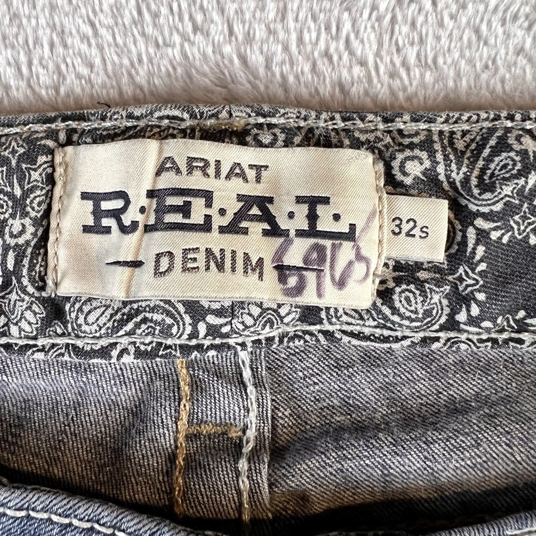Ariat Ariat Real Denim Jeans Women's 32S Blue Distressed Bootcut 5-Pocket Logo Embroidered Denim Cotton Spandex Regular Size 32 — City College Logo Size 24" / US 00 / IT 34 - 3 Thumbnail