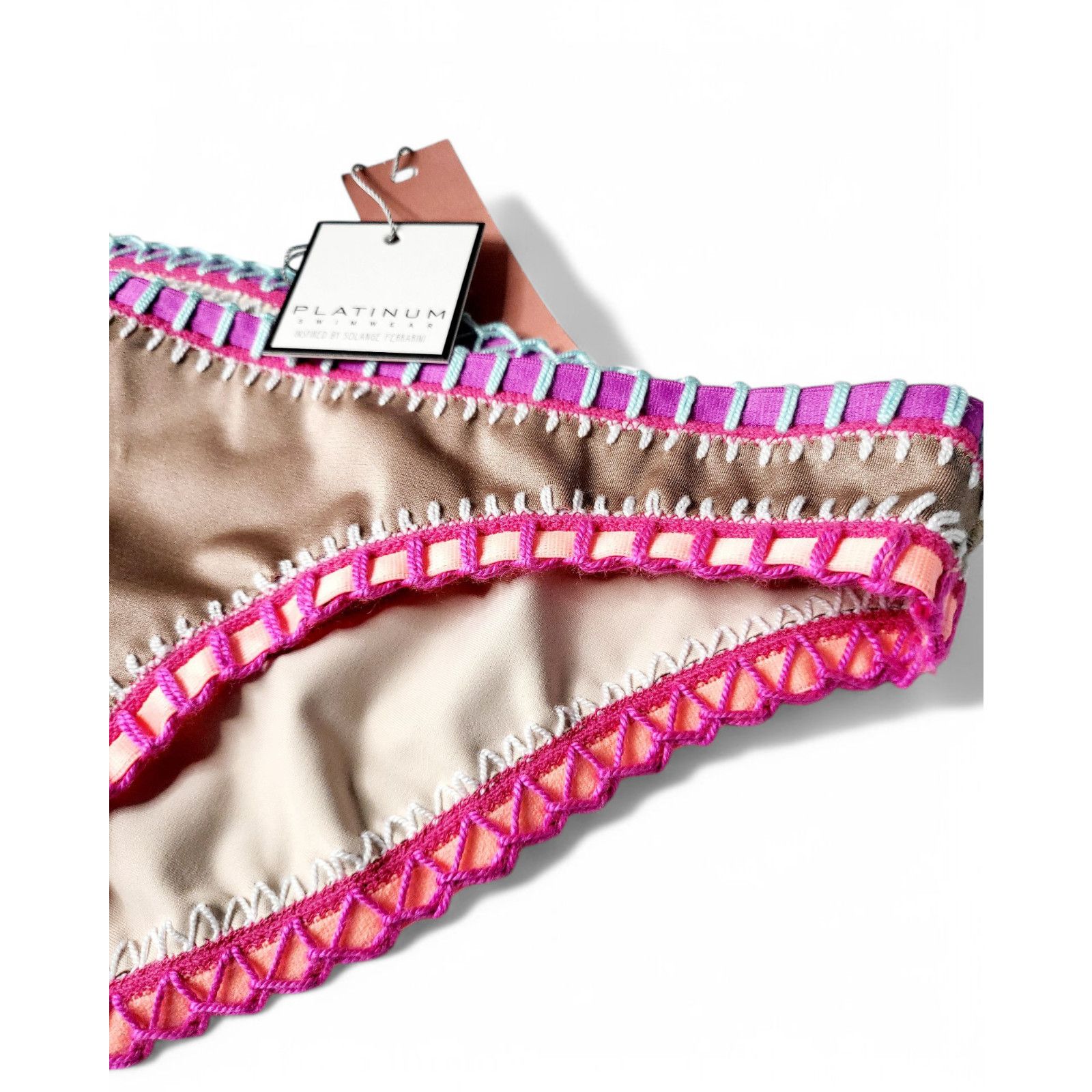 Other NWT PILYQ Platinum Crochet Trim Bikini Bottom Sandstone LG Size ONE SIZE - 7 Thumbnail