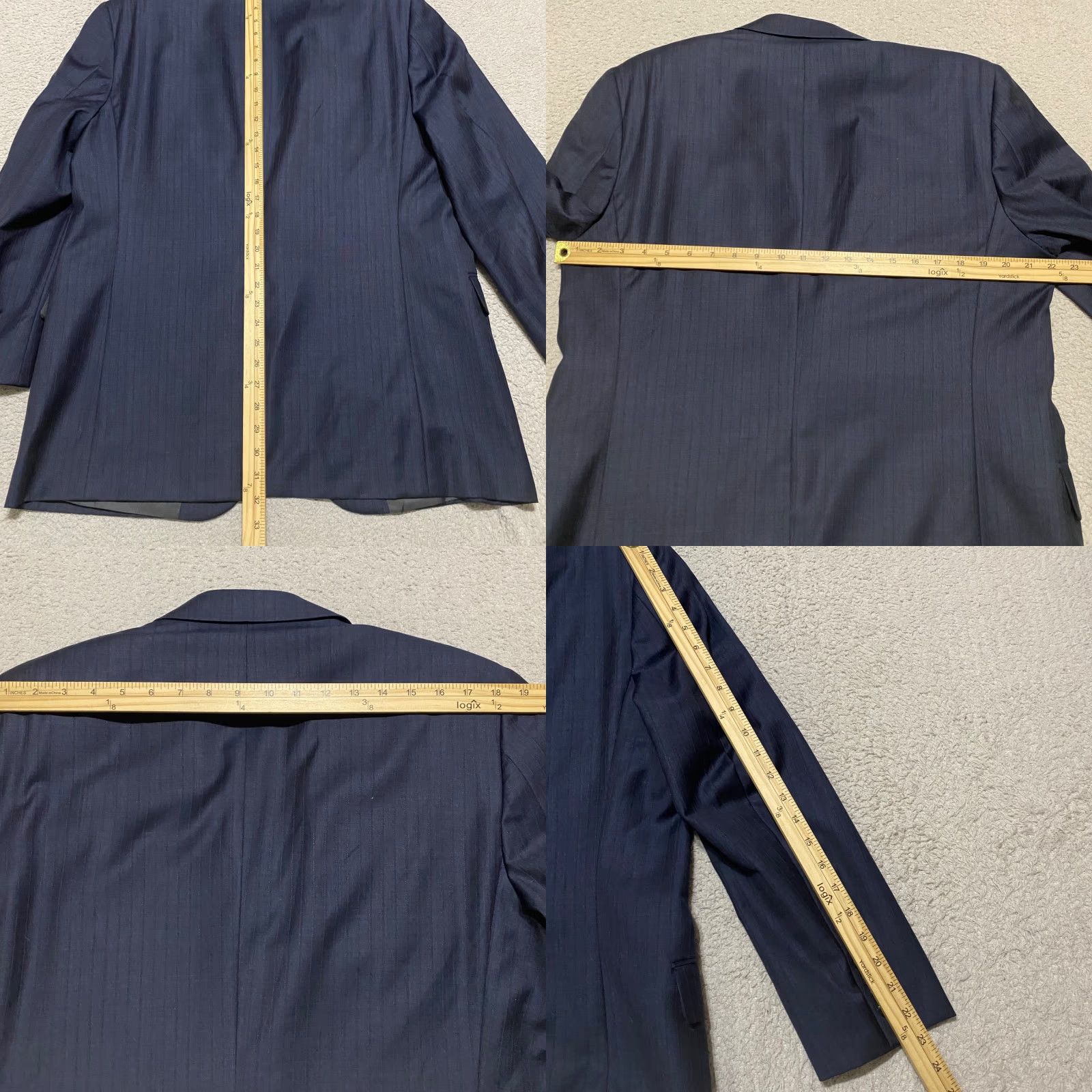 Loro Piana Hickey Freeman Blazer Mens 42 Wool Striped 2 Button Super 150s Loro Piana Blue Jacket Front Style Single-Breasted Chest 44" Adult Mens Debris? Size 42R - 9 Thumbnail