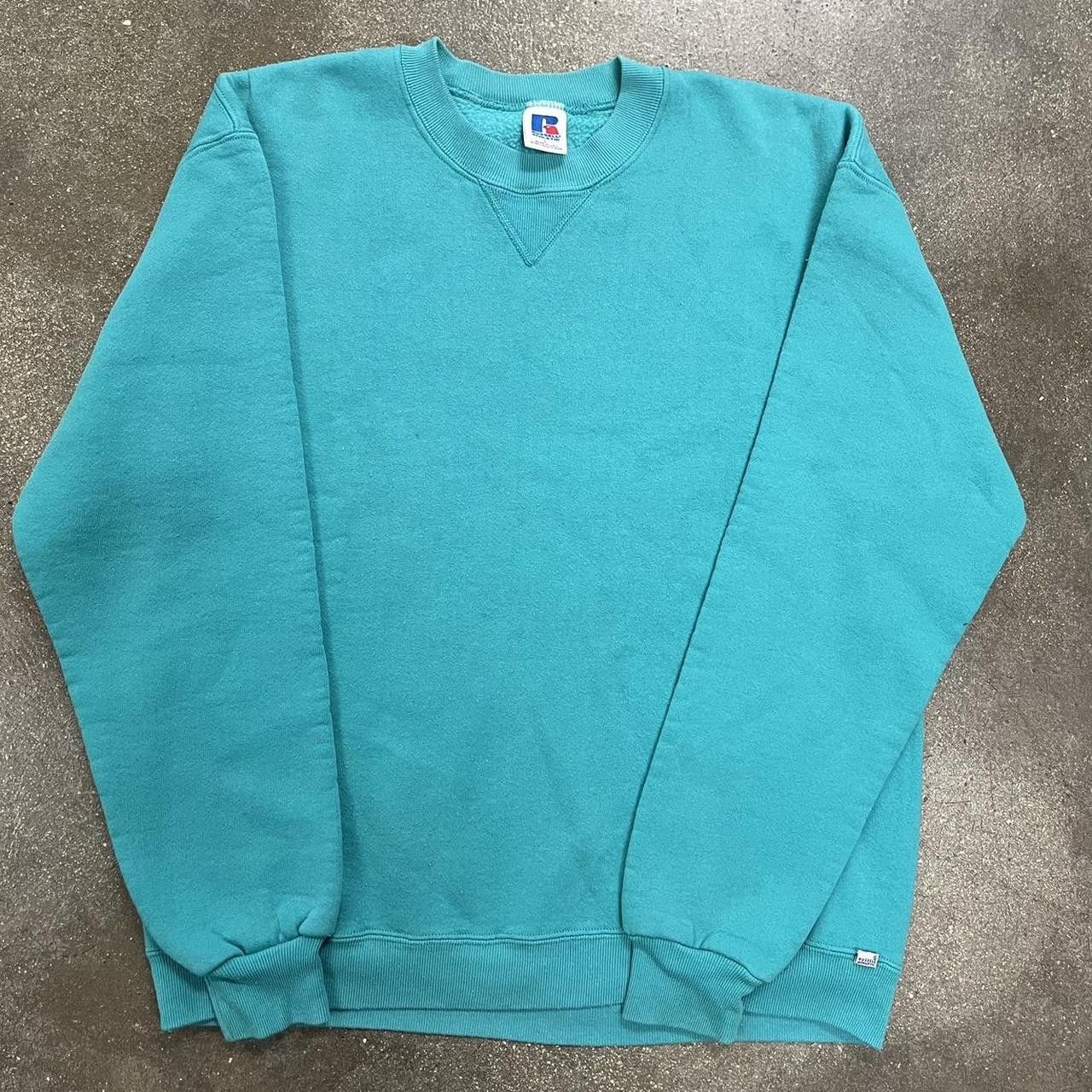 Russell Athletic VTG 90s Russell Athletic Turquoise Blank Sweatshirt Size US L / EU 52-54 / 3 - 1 Thumbnail
