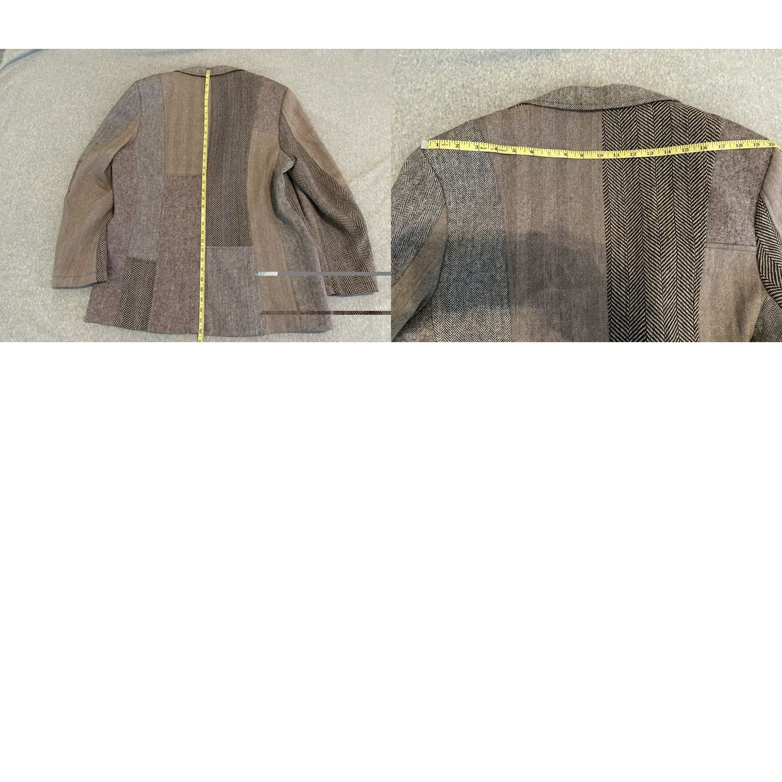 Vintage Marc Ecko Blazer Jacket Mens XL Brown Patchwork Plaid Two Button Coat Sport Coat Regular Length Size 46R - 9 Thumbnail