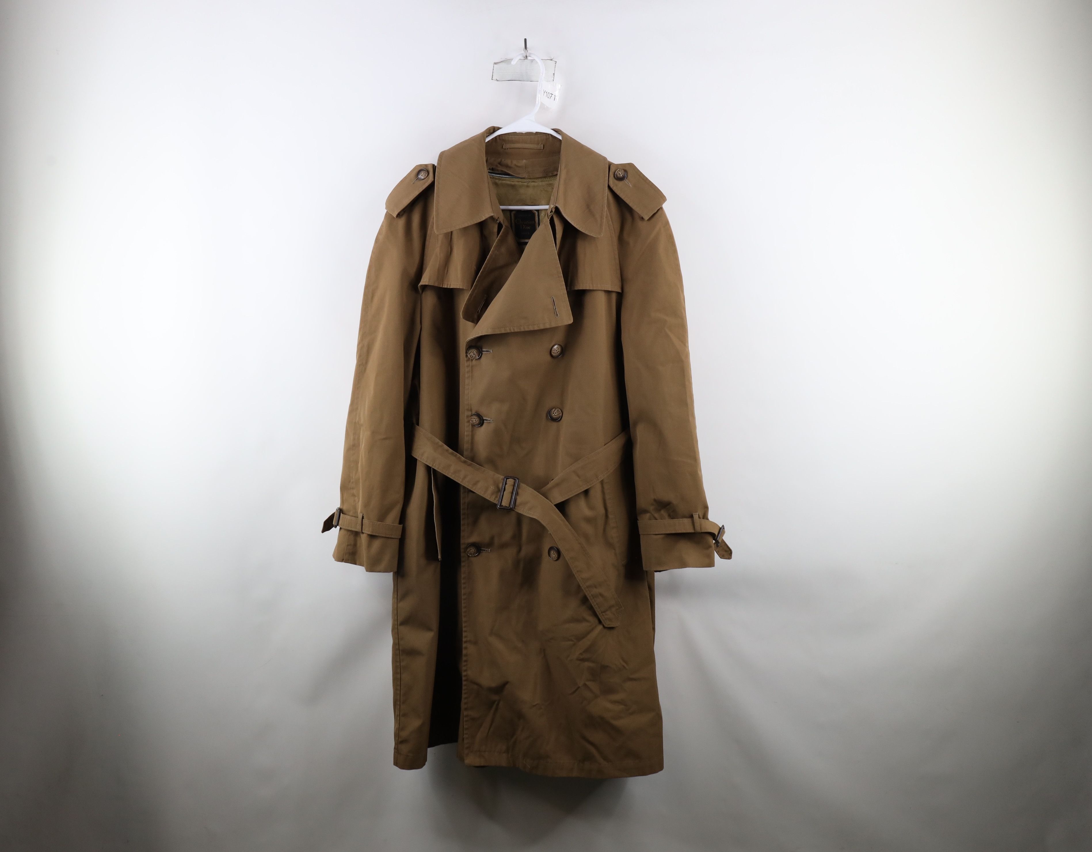 Vtg Christain Dior Monsieur trench coat brown zip In wool blend liner sz 2024 46 R/L