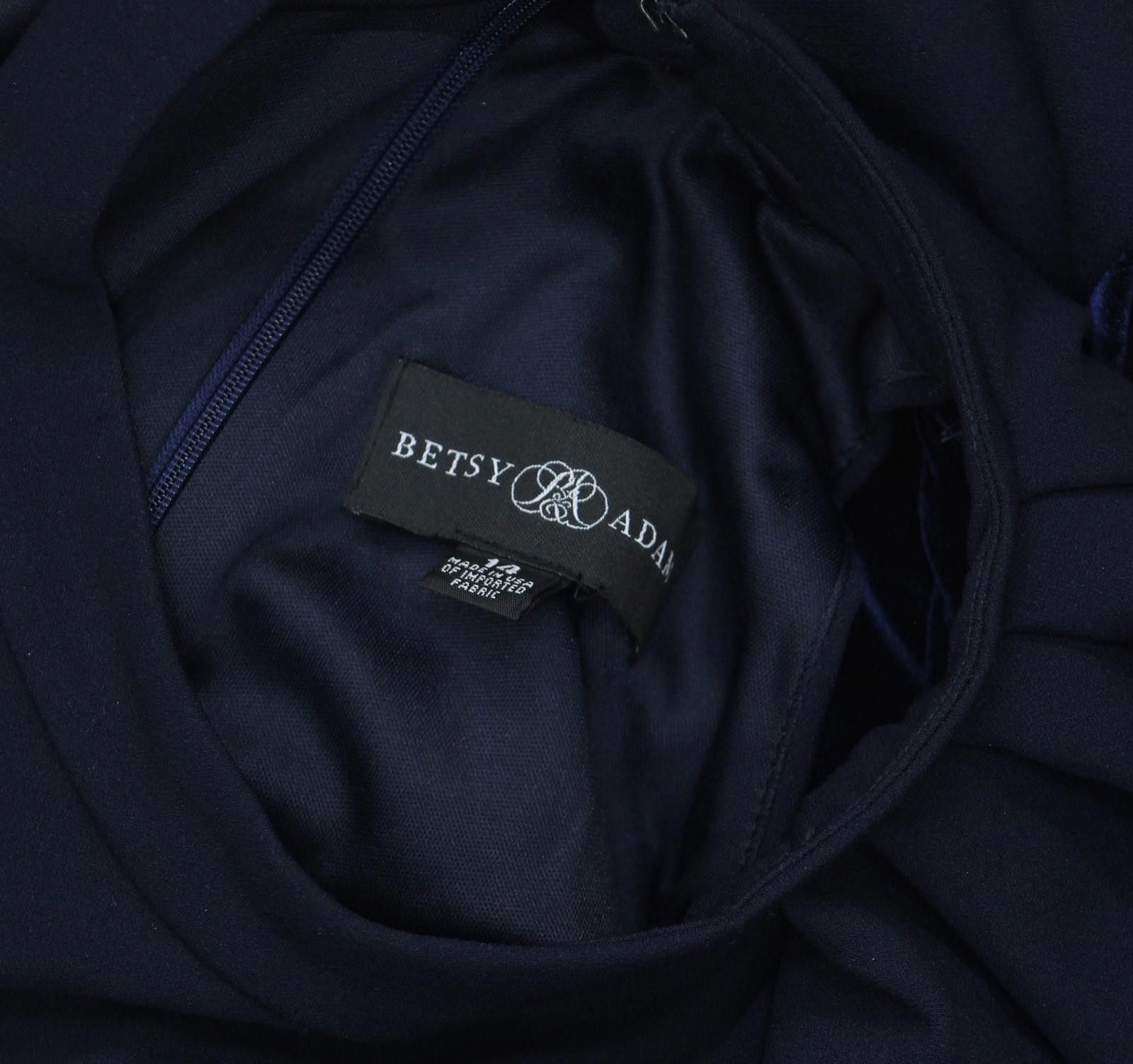 Other Betsy & Adam Velvet-trim Sheath Dress A26692 Navy Blue 14 Size XL / US 12-14 / IT 48-50 - 3 Thumbnail