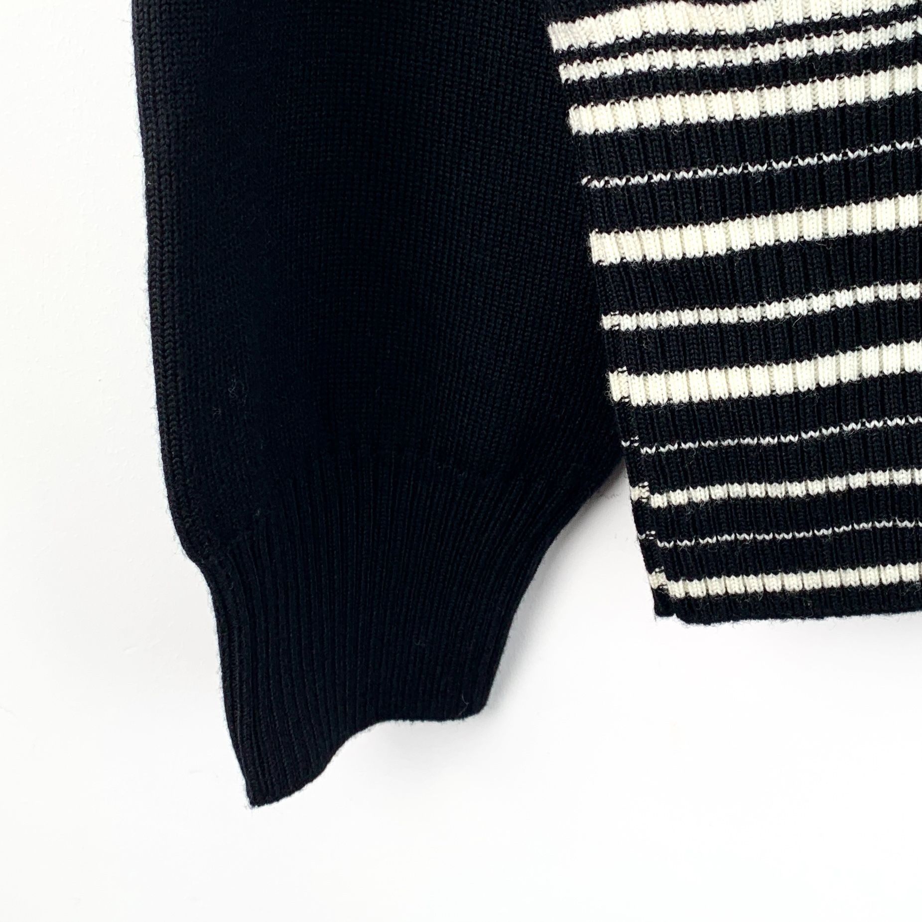 Dior Christian Dior Womens Striped Wool Knit Sweater Black & Whit Size XL / US 12-14 / IT 48-50 - 5 Thumbnail