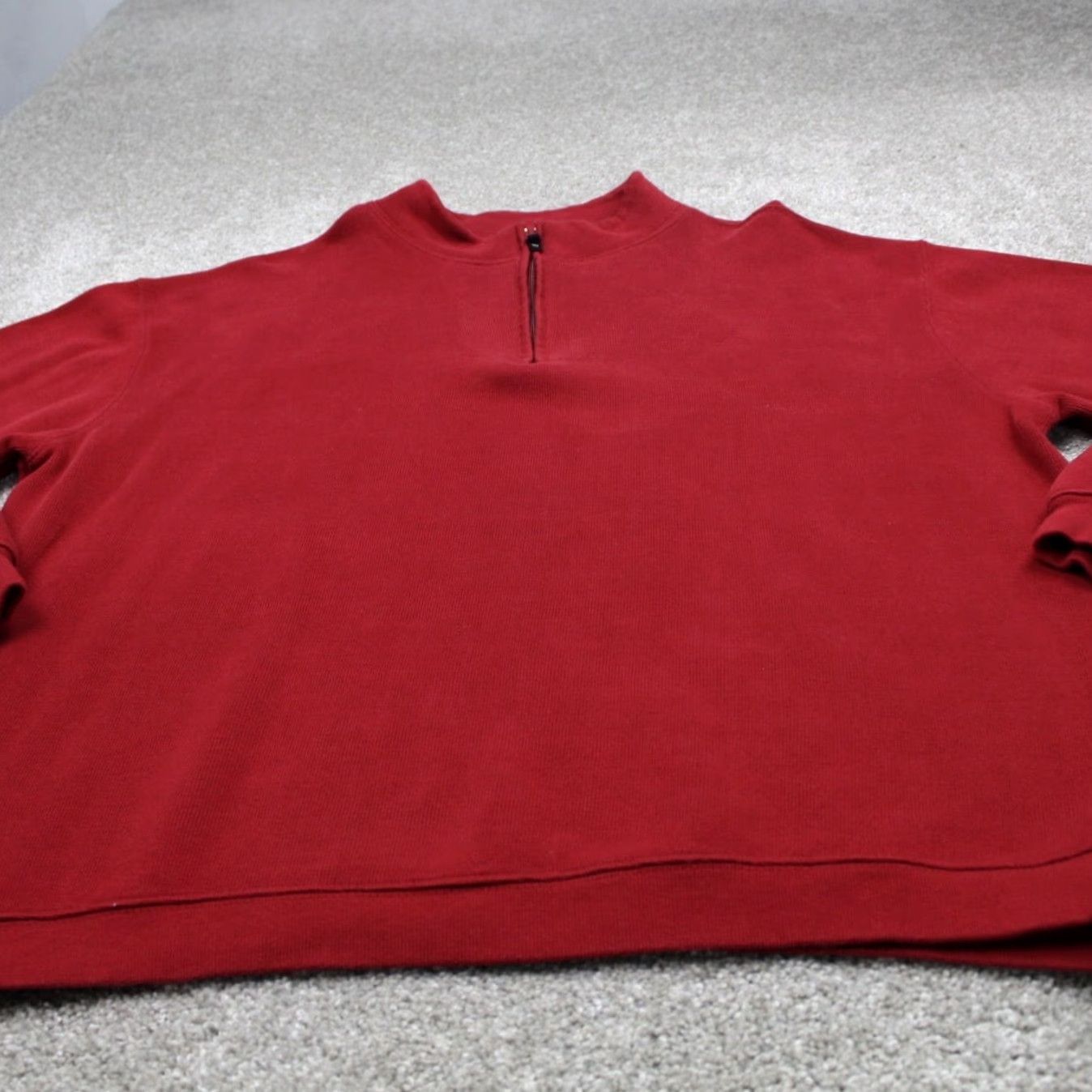 Vintage Woolrich Sweatshirt Mens XL Red 1/4 Zip Cotton L/S Pullover Sweater Q Zip Size US XL / EU 56 / 4 - 2 Thumbnail