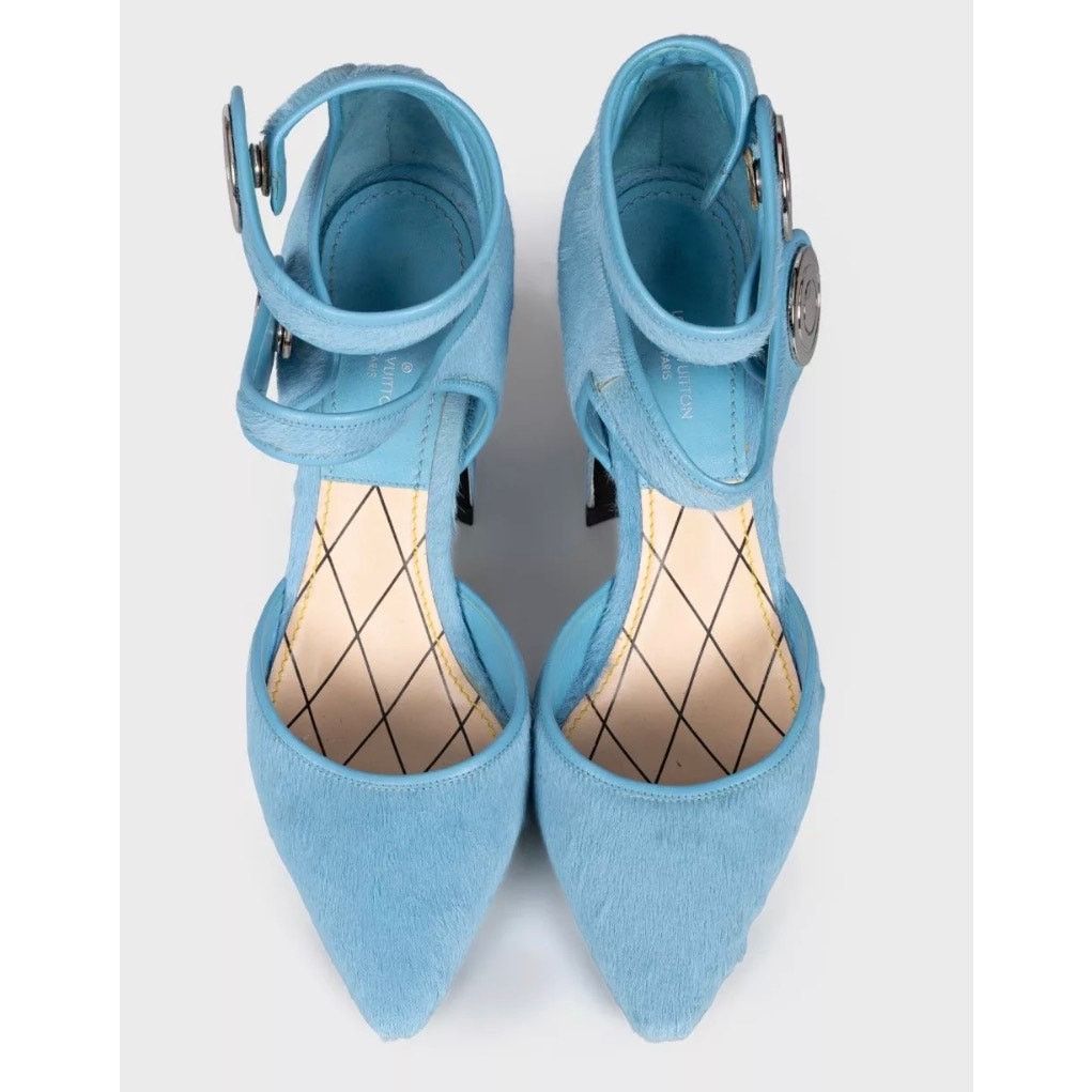 Louis Vuitton Louis Vuitton Blue Haircalf Leather Pointed Toe Pumps 38 Size US 7 / IT 37 - 2 Thumbnail