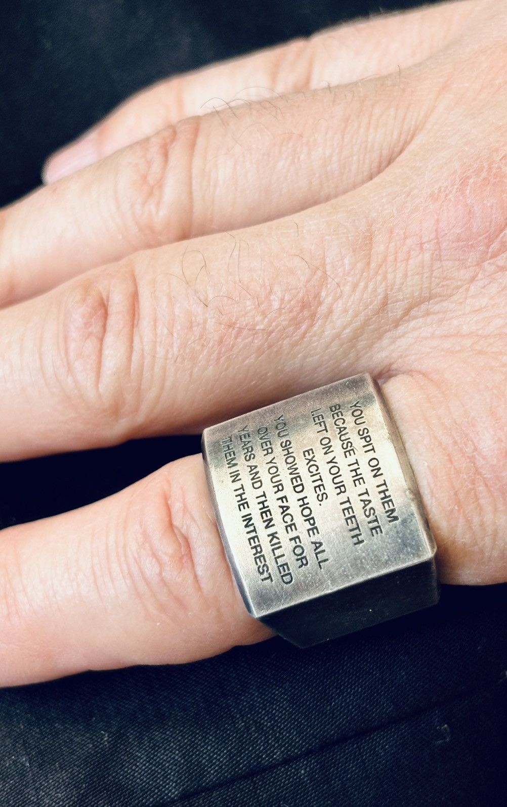 Julius Julius Engraved Industrial Brutalist Alloy Ring Size ONE SIZE - 1 Thumbnail