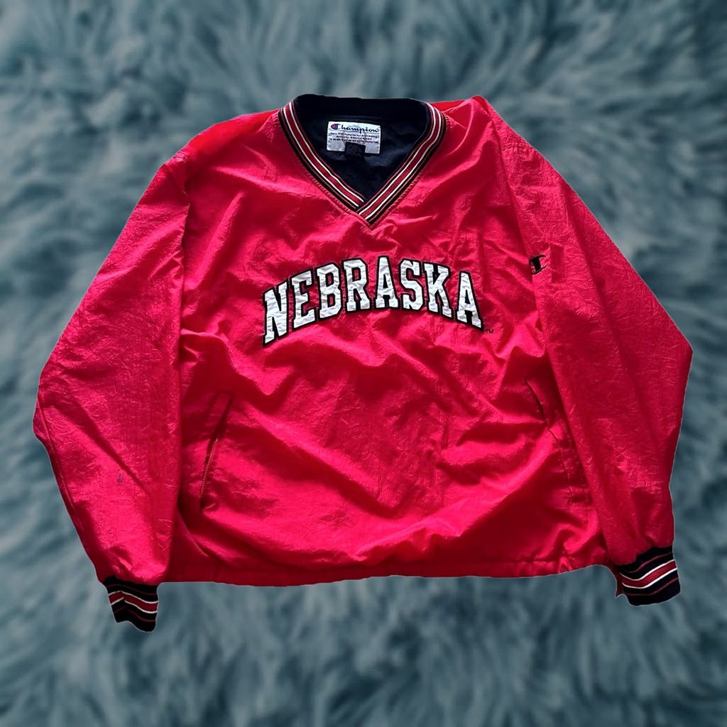 Champion VINTAGE Champion Huskers Windbreaker Jacket Mens XL Red Nylon Softshell Pullover Logo 90s Nebraska NCAA Sports Husker Fans Size US XL / EU 56 / 4 - 1 Thumbnail