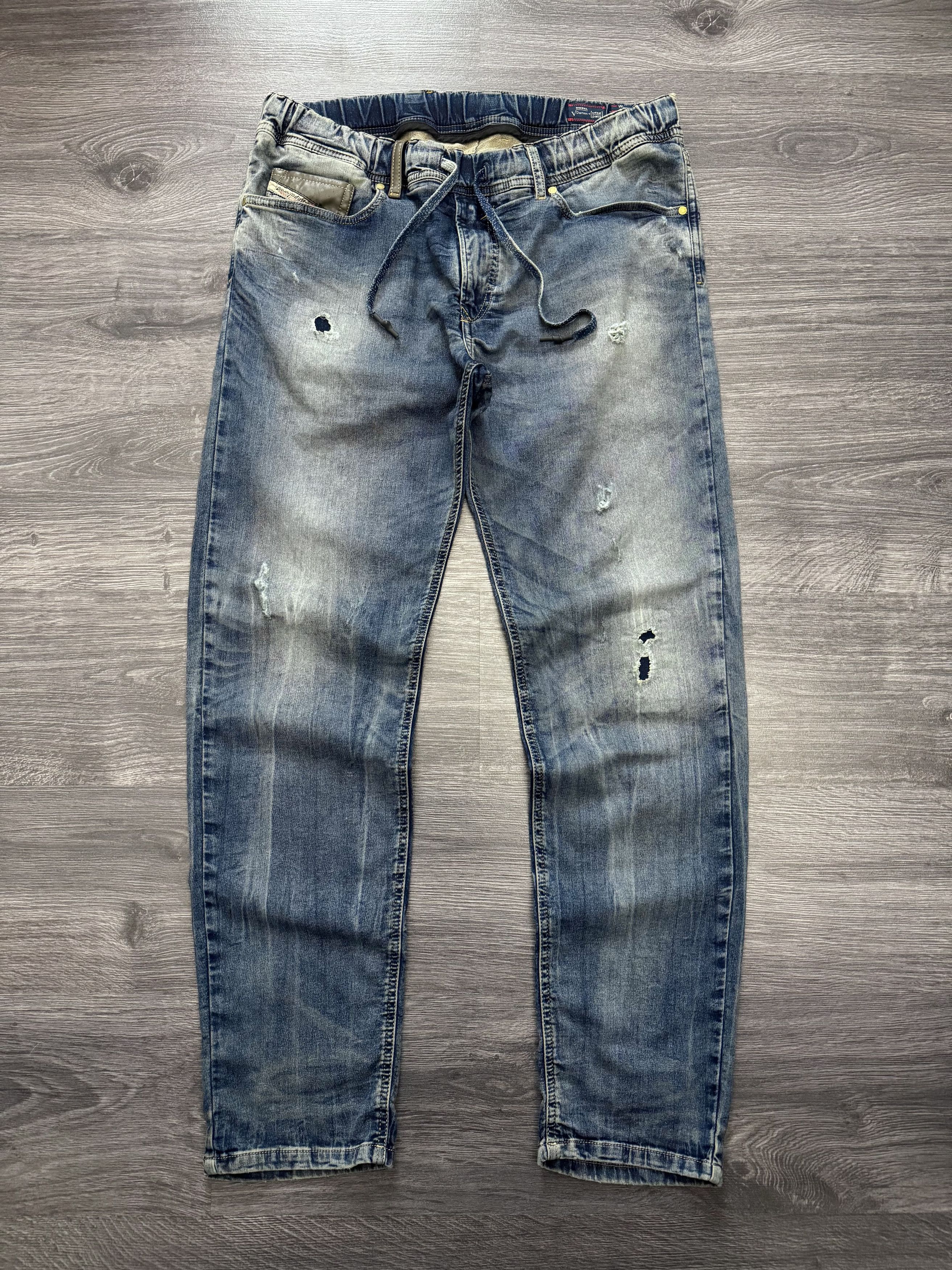 Diesel Waykee Denim Sweat Pants Distressed Drawstring