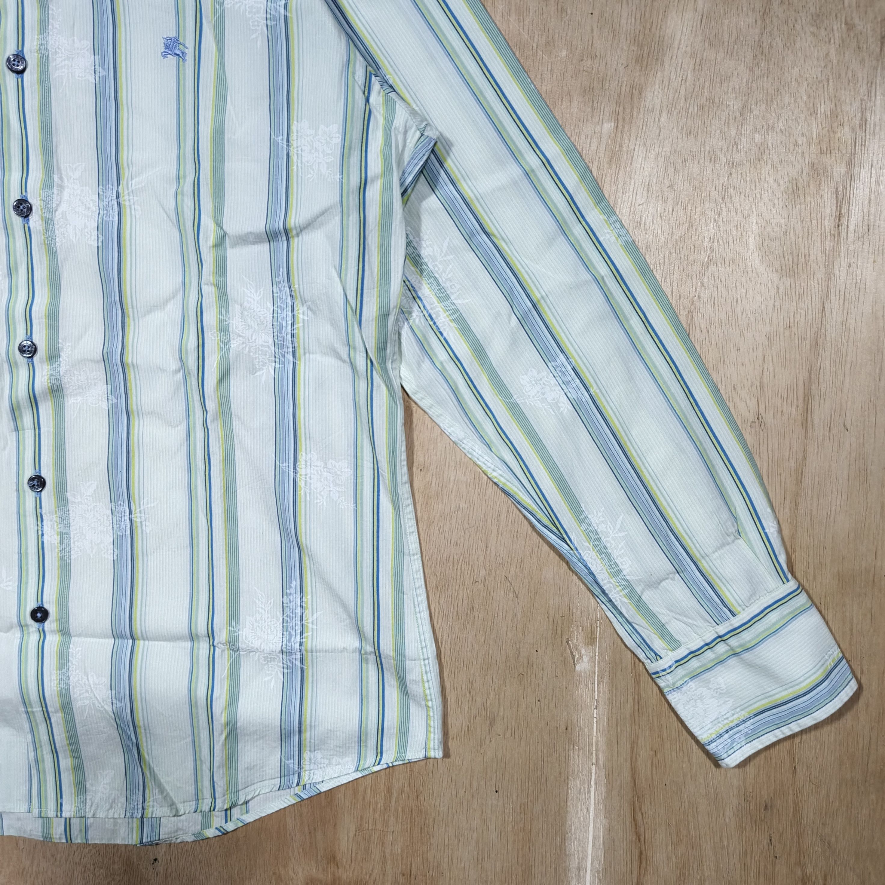 Burberry BURBERRY BLACK LABEL Striped Monogram Floral Button Down Size US L / EU 52-54 / 3 - 4 Thumbnail