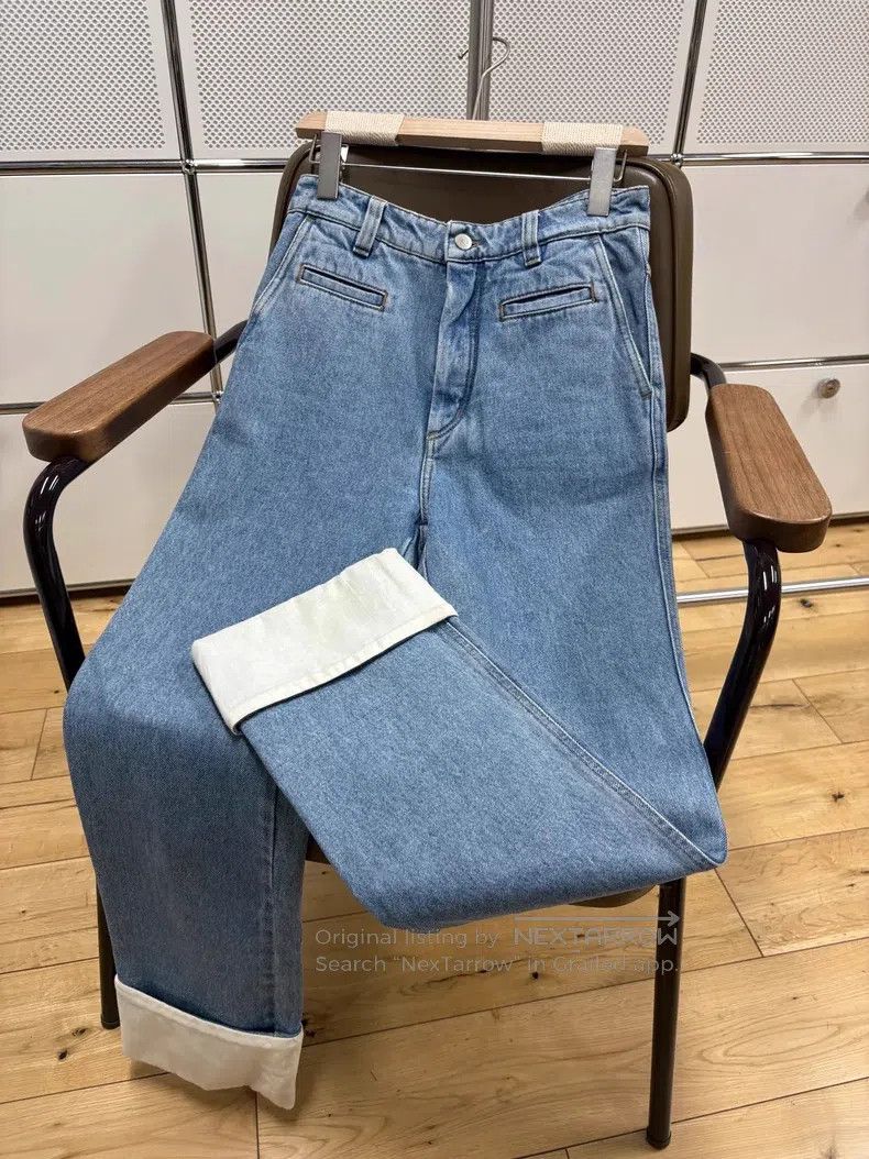 Loewe Loewe Blue rolled hem leather label logo straight leg jean Size 42" / US 20 - 1 Thumbnail