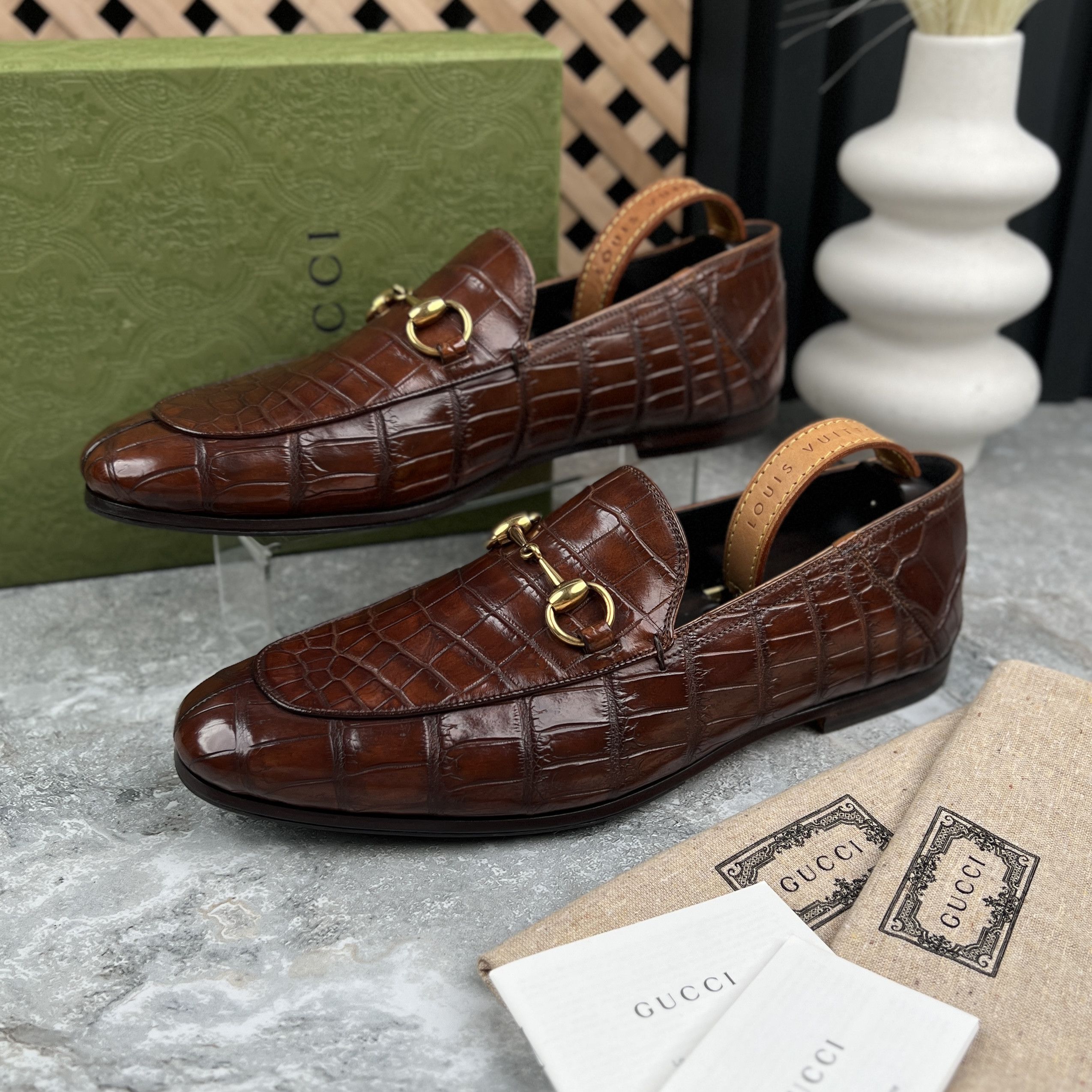 Gucci RRP$4470 RARE Gucci Jordaan Horsebit Loafer Crocodile Leathe Size US 8 / EU 41 - 1 Thumbnail