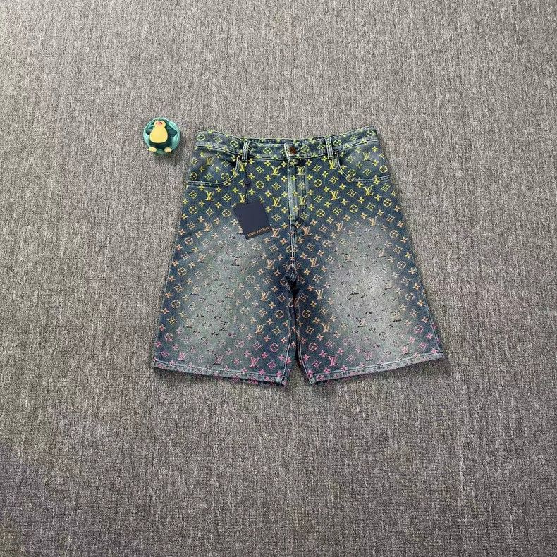 Louis Vuitton LOUIS VUITTON Gradient Full Logo Denim Shorts 2501-Nextarro Size US 33 - 1 Thumbnail