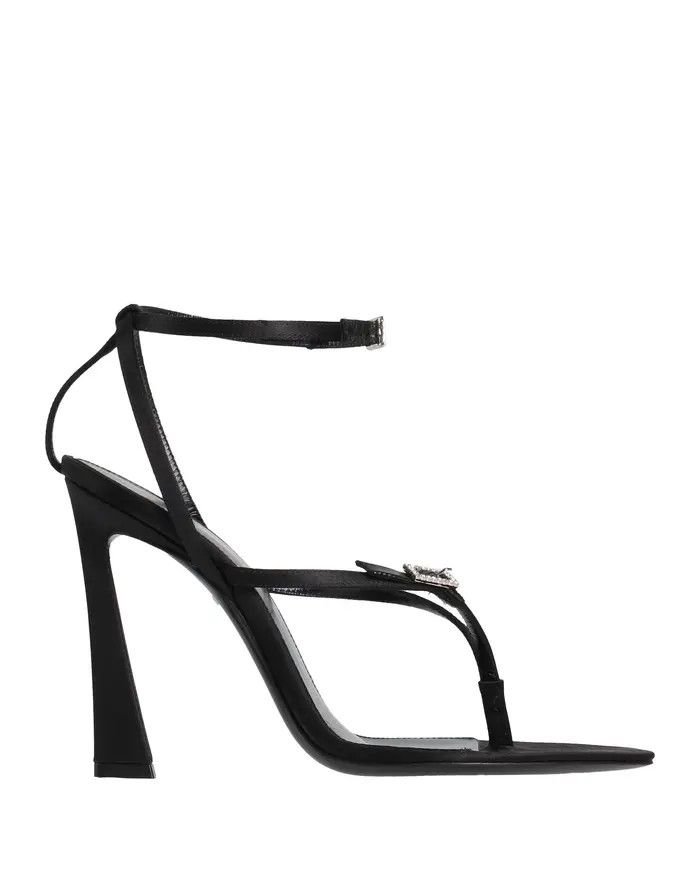 Saint Laurent Paris oc11z1225 731554 Nadja Crepe Satin Sandals in Black Size US 9 / IT 39 - 1 Thumbnail