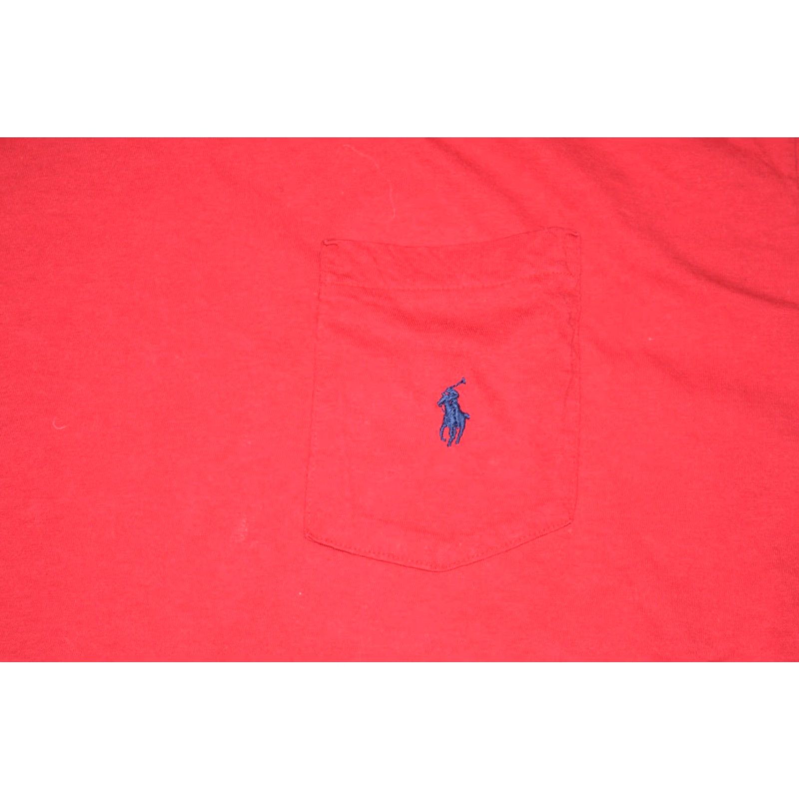 Polo Ralph Lauren VINTAGE Polo Ralph Lauren T-Shirt 90s Red XL Selvedge Pocket Crew Neck Mens Size US XL / EU 56 / 4 - 2 Thumbnail
