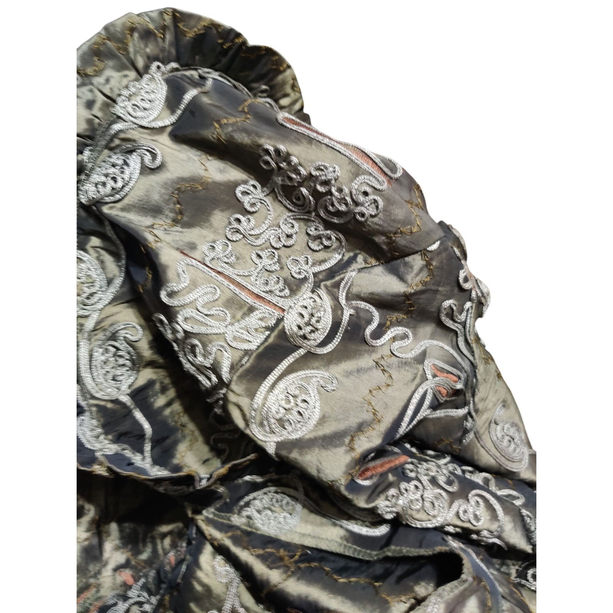Agora Vintage Agora L Olive Embroidered Ruffle Open Front Statemen Size L / US 10 / IT 46 - 10 Thumbnail