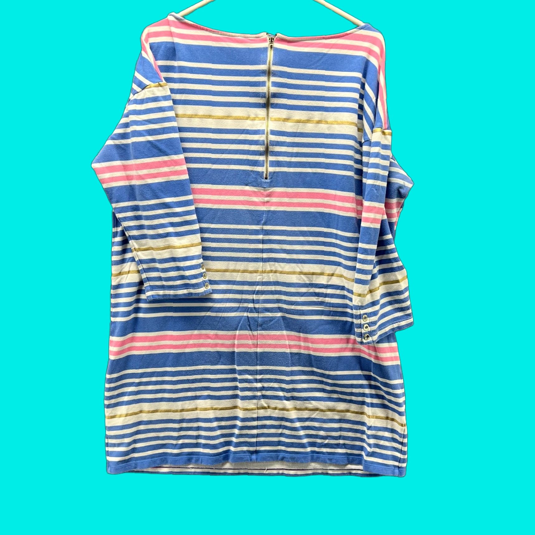 Lilly Pulitzer Lilly Pulitzer Dress Womens XL Blue Striped Scoop Neck 3/4 Sleeve Shift Jersey Size XL / US 12-14 / IT 48-50 - 1 Thumbnail