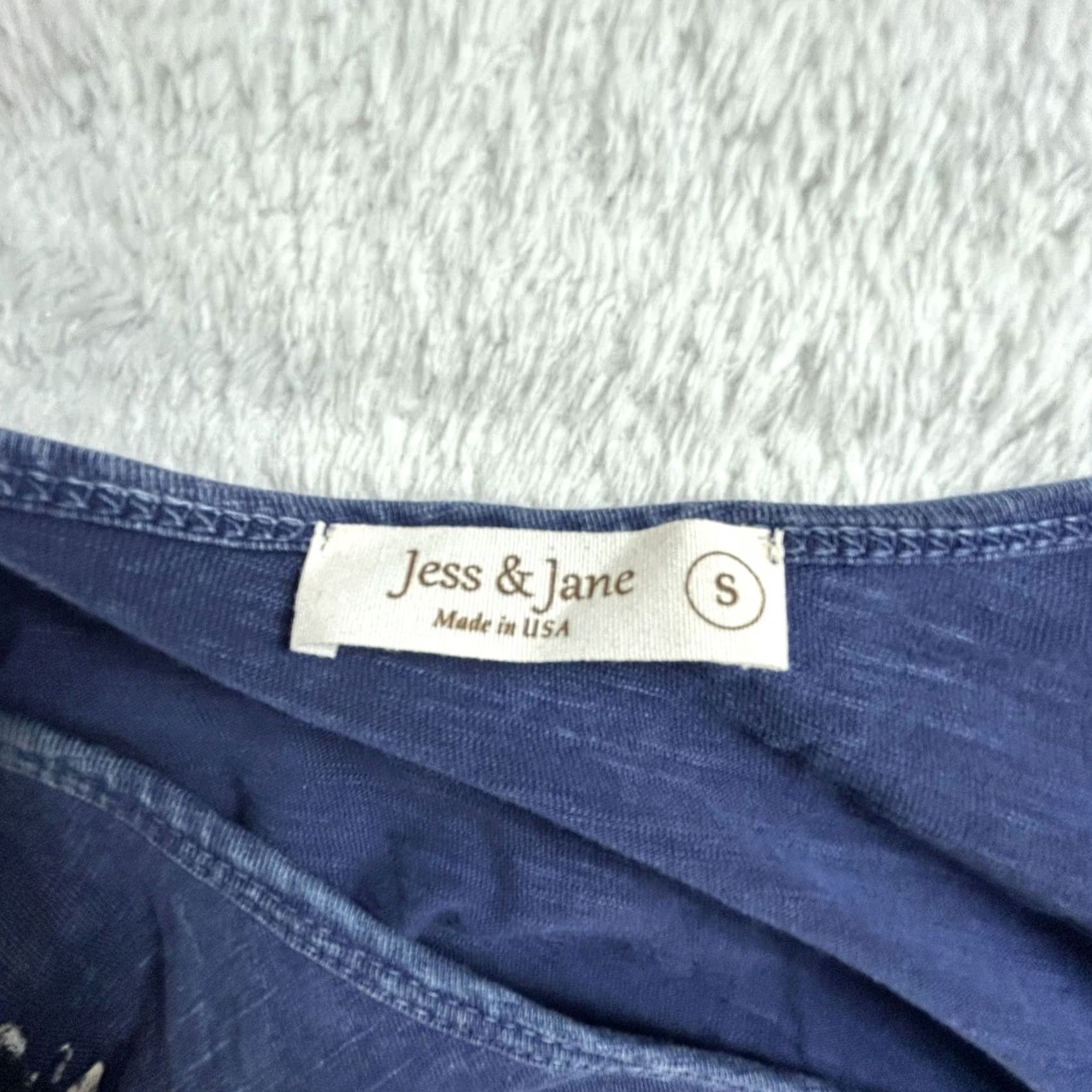 Vintage Jess & Jane Womens Small Blue Floral 3/4 Sleeve Tunic Top Size S / US 4 / IT 40 - 4 Thumbnail