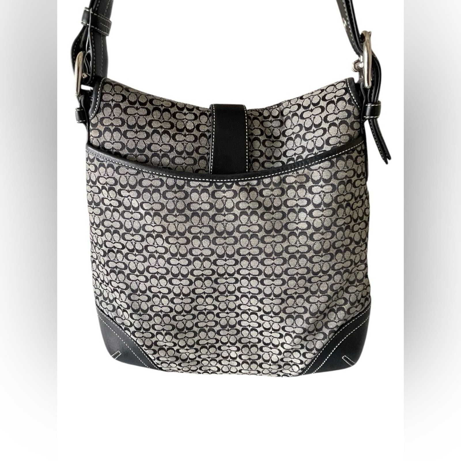 Coach COACH “Soho Duffle” Black Gray Canvas Small C Bag CrossbodY Size ONE SIZE - 4 Thumbnail