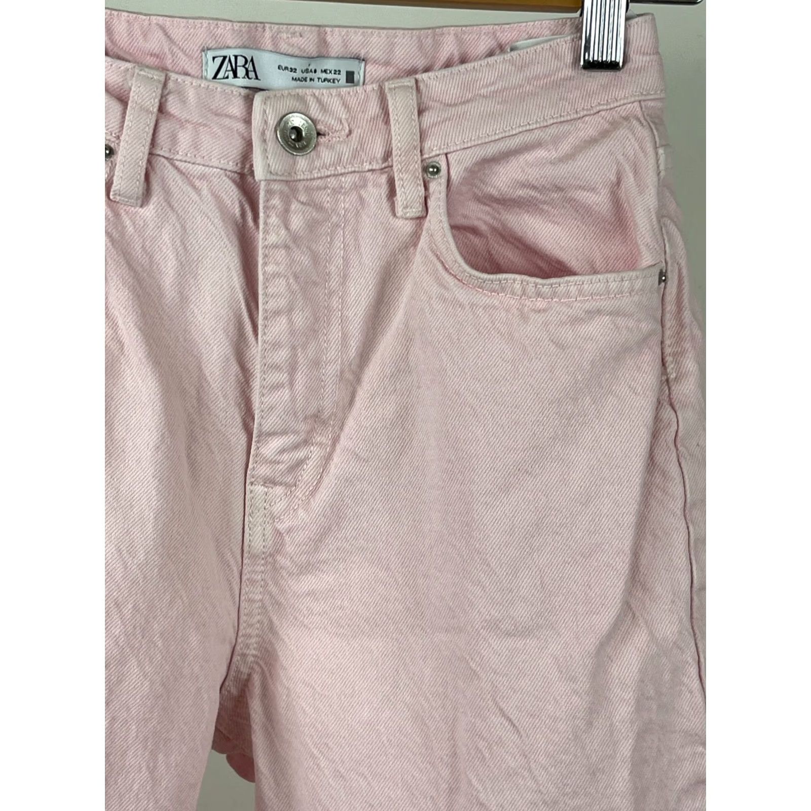 Zara Zara Jeans Womens 32 Pink Straight Leg High Rise Denim pants Made in Turkey Size 24" / US 00 / IT 34 - 2 Thumbnail