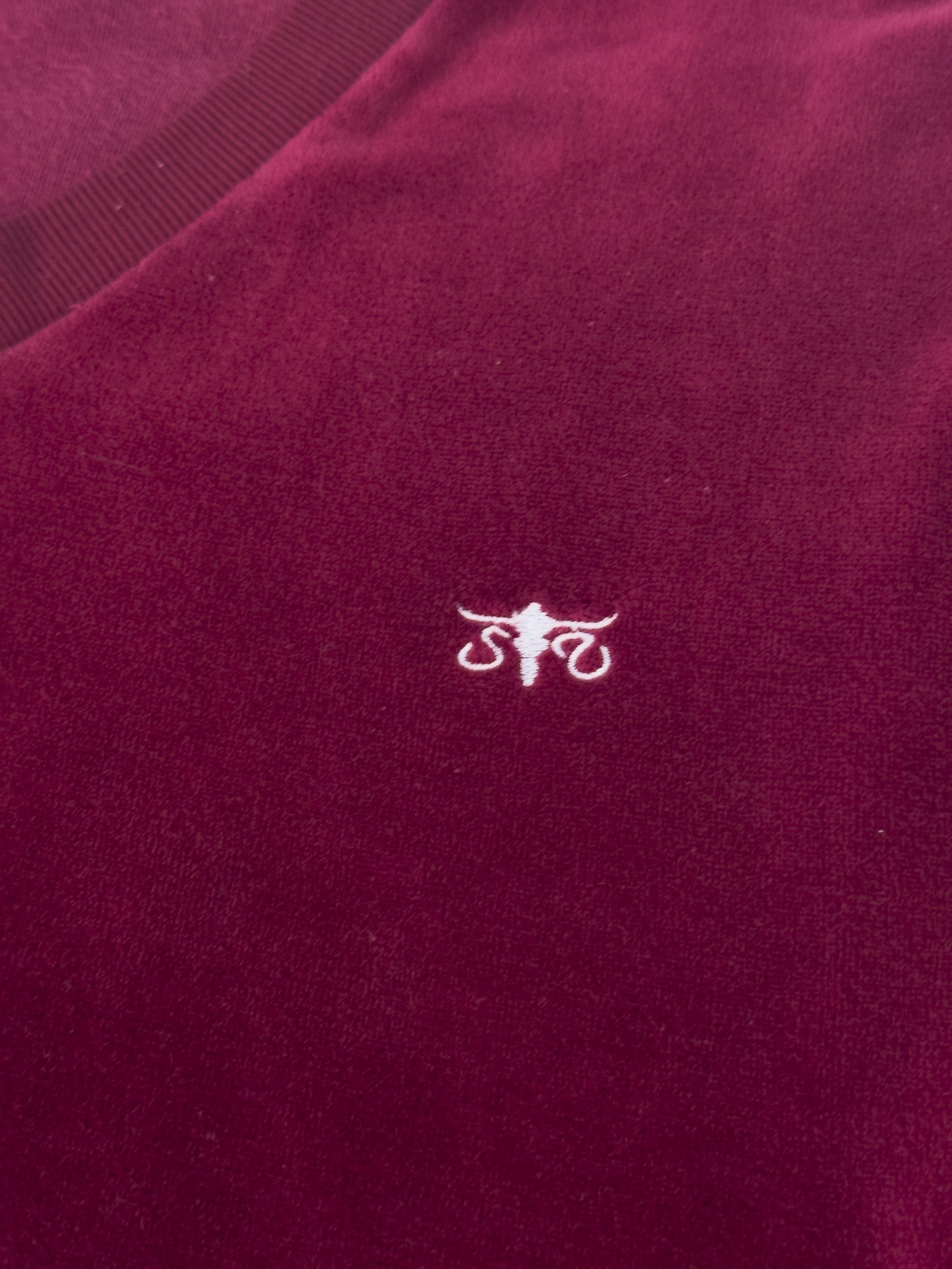 Other Vintage Sergio Valente Velour V-Neck Sweatshirt Burgundy Size US L / EU 52-54 / 3 - 4 Thumbnail