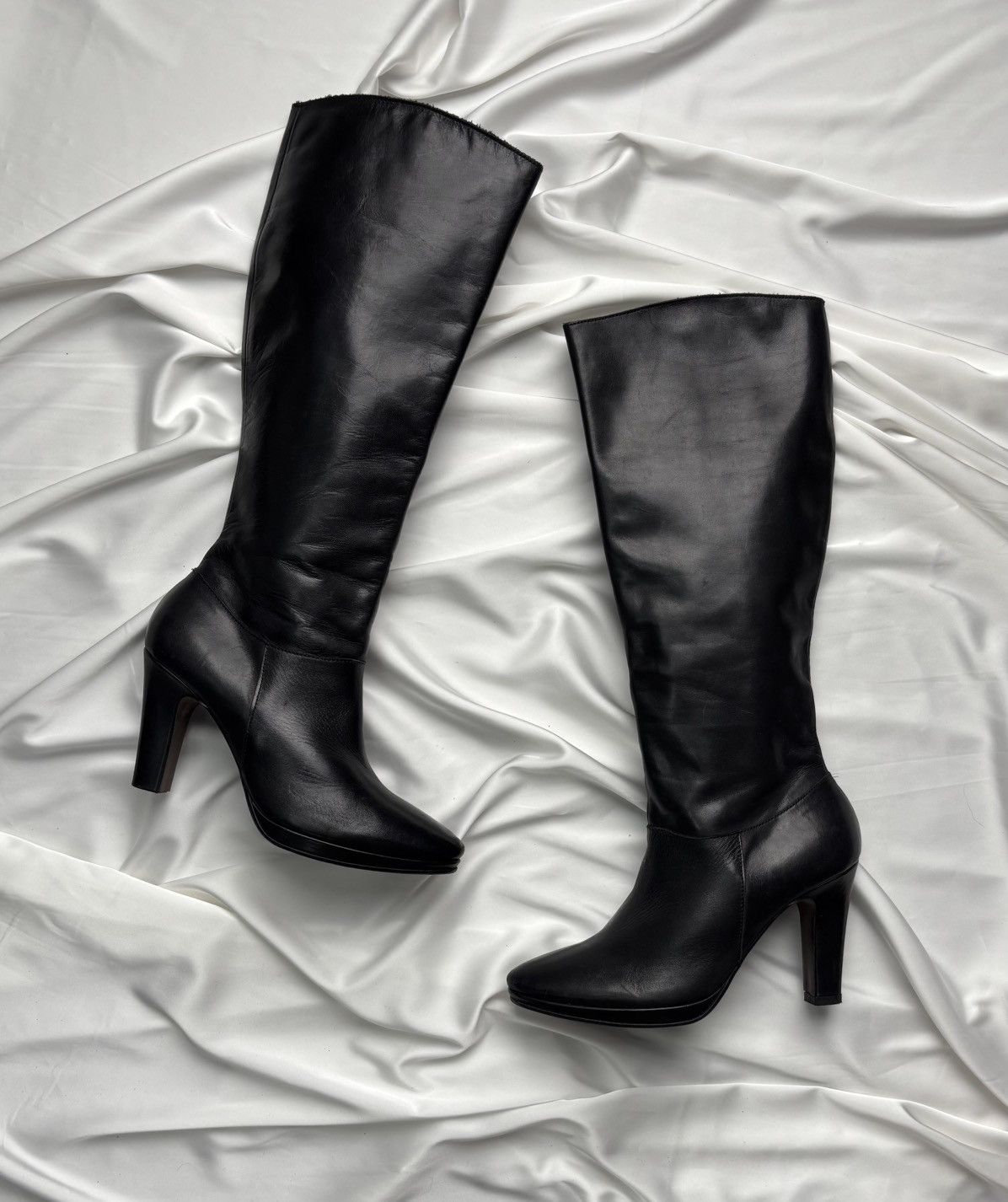 Vintage Black leather high knee italian boots Size US 9 / IT 39 - 1 Thumbnail