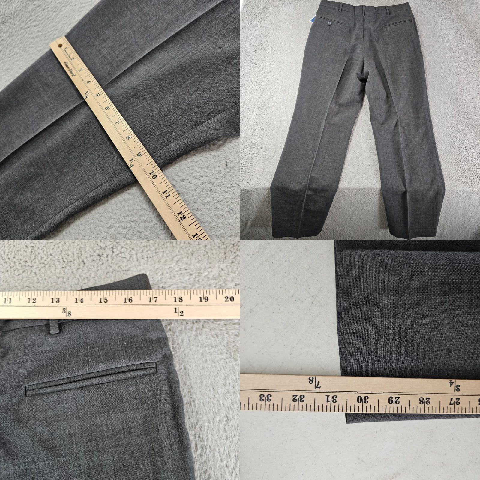 Vintage Towncraft Dress Pants Mens 35x32 Wool Blend Wrinkle Resistant Flat Front Trousers Gray Size US 35 - 8 Thumbnail