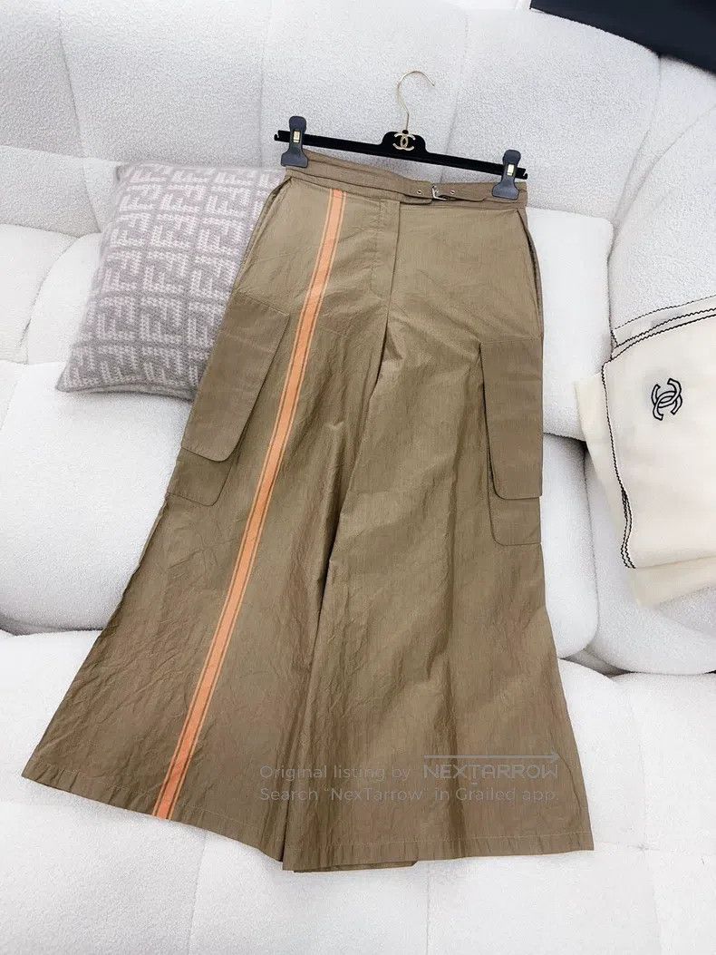 Hermes Hermes Khaki and Orange Work Pants Skirt Size 42" / US 20 - 2 Thumbnail