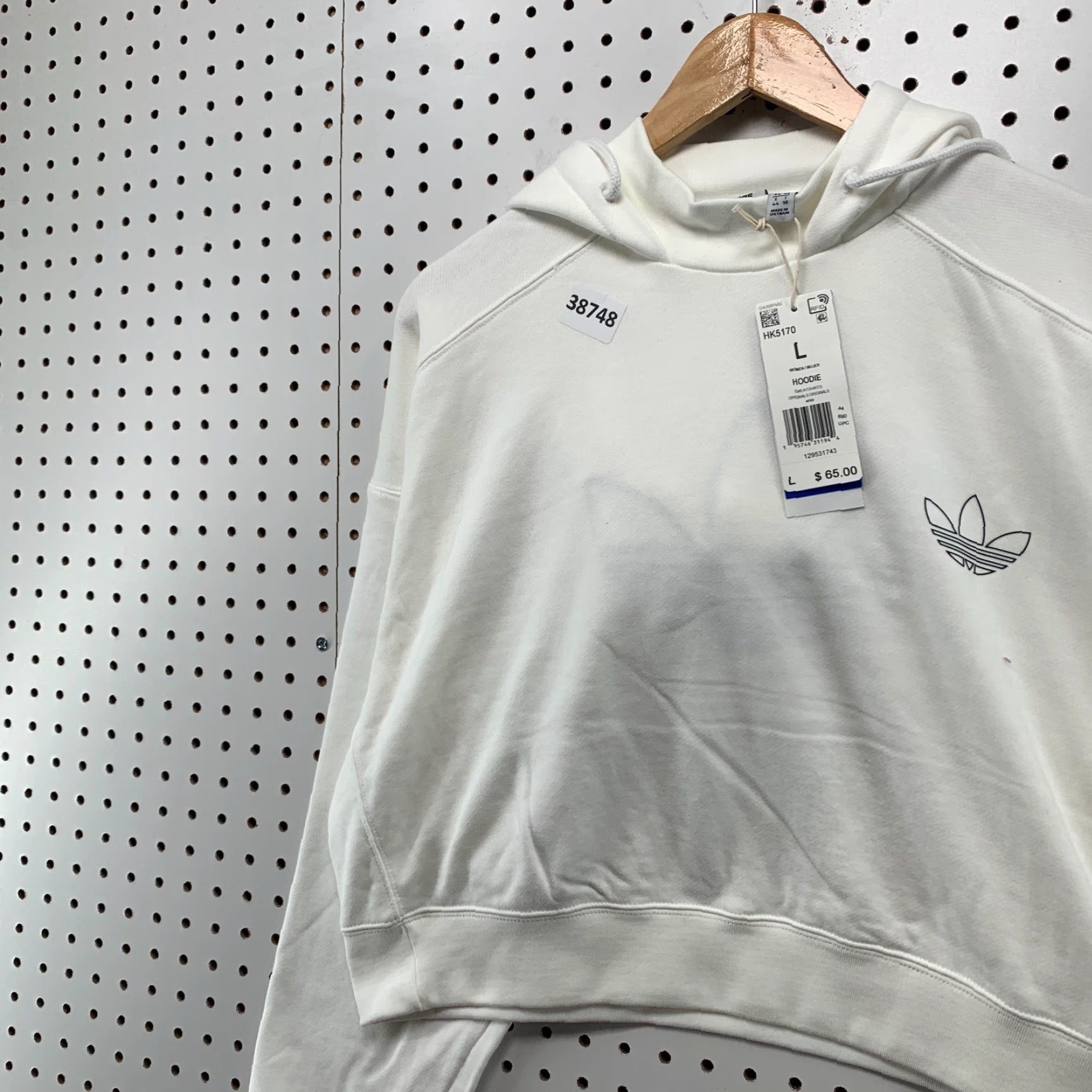 Adidas NEW Adidas Originals Cropped Hoodie Women Large White Activewear Pullover Long Sleeve Size L / US 10 / IT 46 - 6 Thumbnail