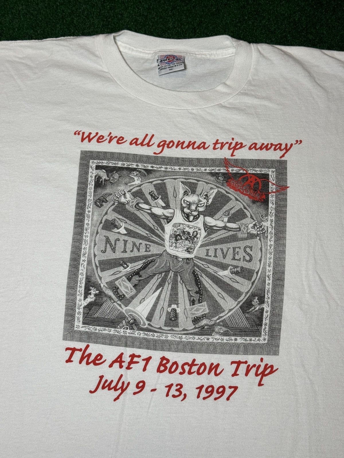 Band Tees Vintage 90s Aerosmith RARE Nine Lives Boston Tour T Shirt Size US XXL / EU 58 / 5 - 2 Thumbnail
