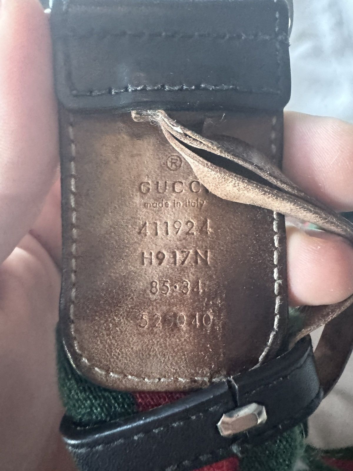 Gucci Gucci GG Green and Red Canvas Belt Size ONE SIZE - 3 Thumbnail