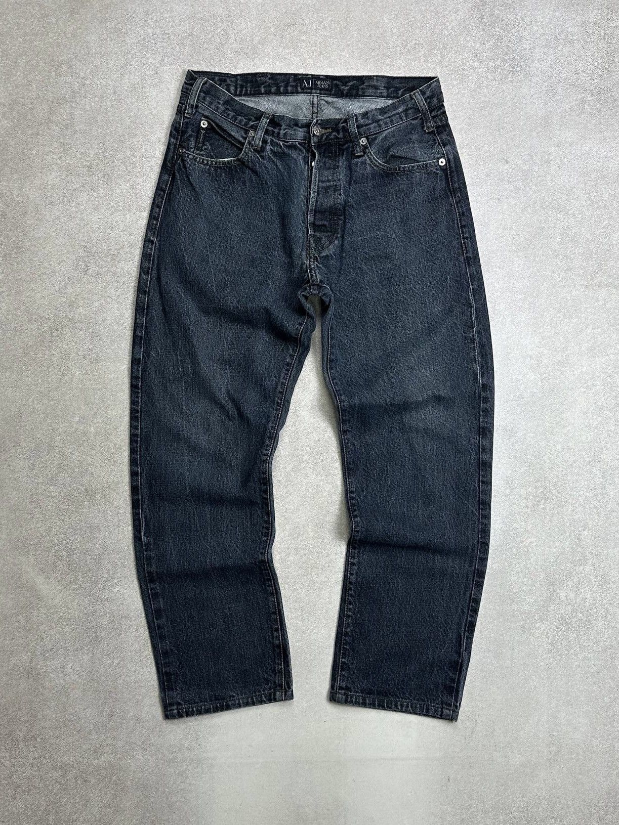 Armani Vintage Emporio Armani Metal Logo Baggy Jeans 32 Size US 32 / EU 48 - 2 Thumbnail