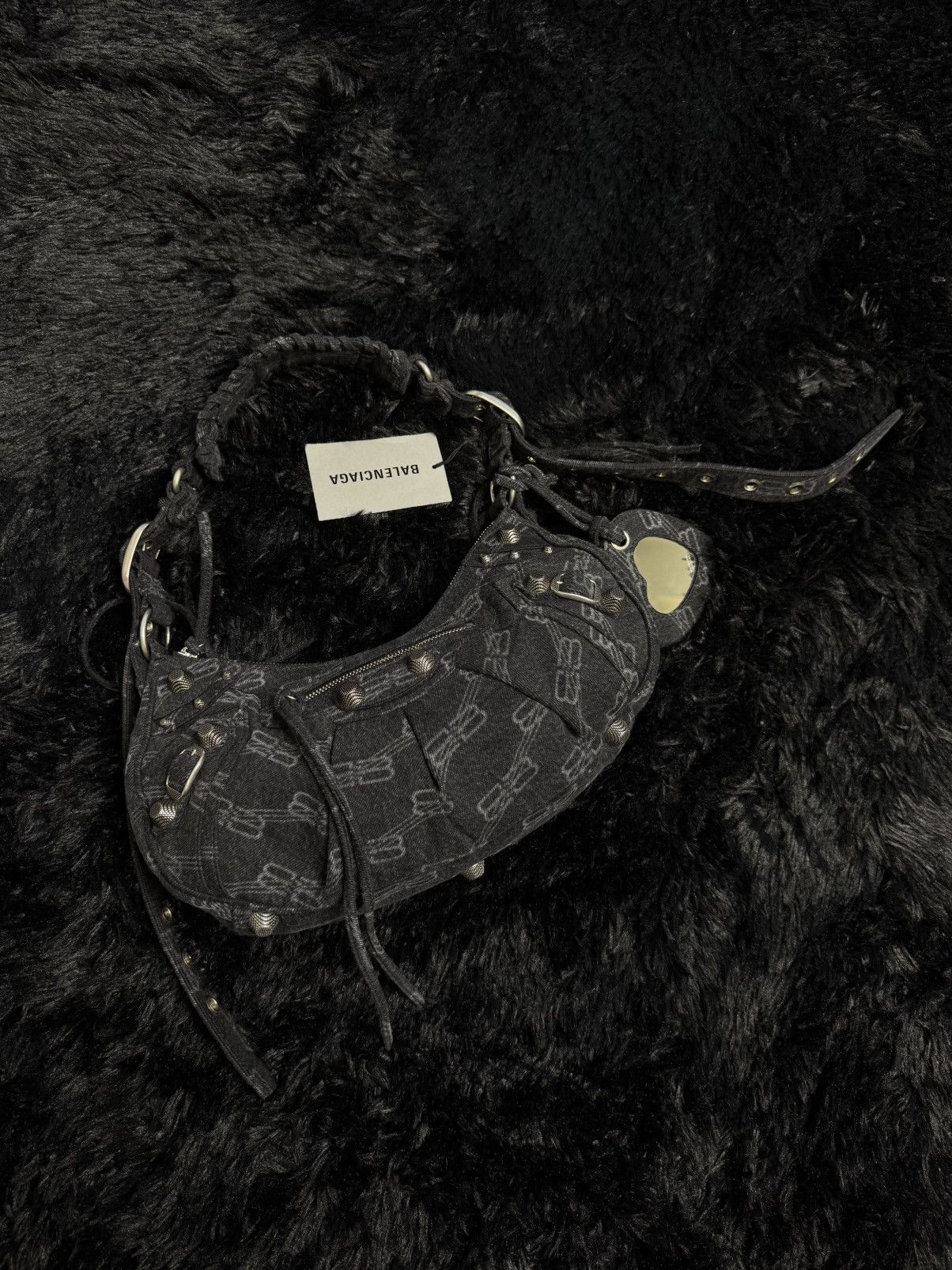 Balenciaga Balenciaga Le Cagole Black Monogram Denim Size ONE SIZE - 2 Thumbnail