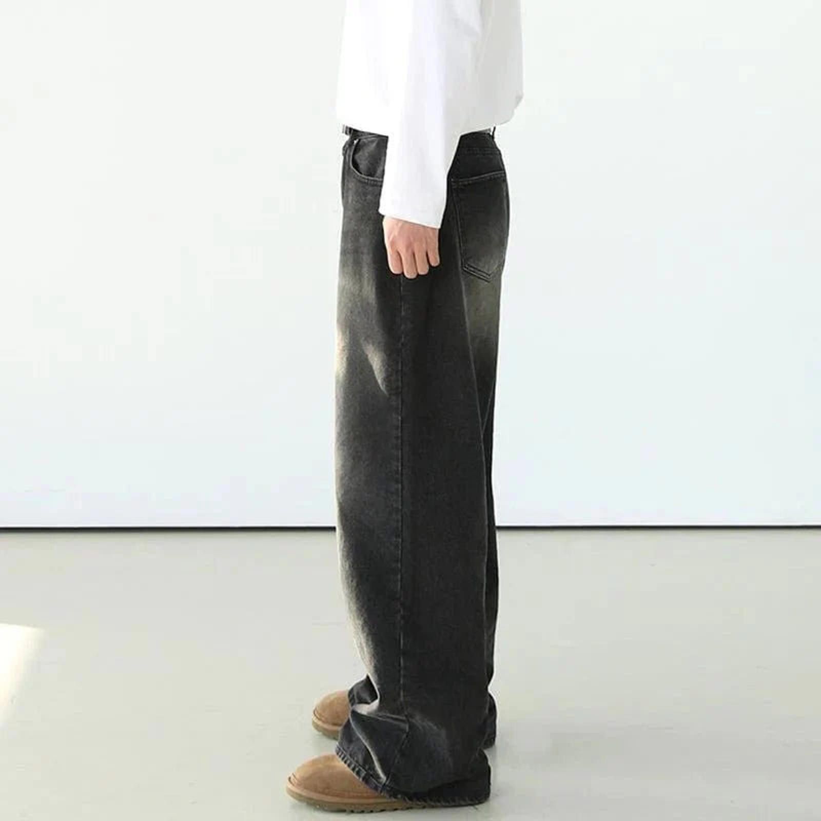 Japanese Brand Washed Black Loose Jeans Size US 33 - 3 Thumbnail