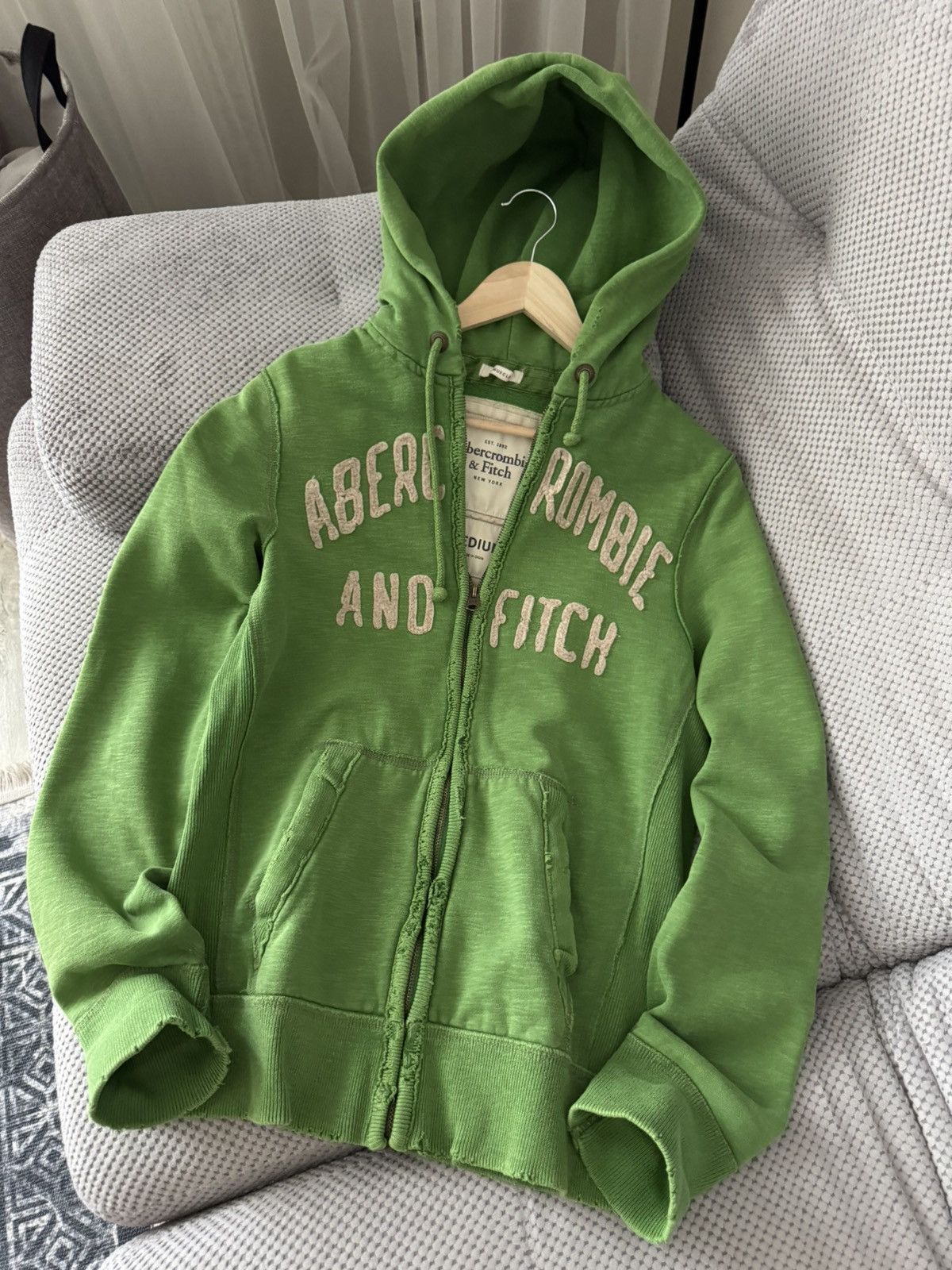 Abercrombie & Fitch Abercrombie & Fitch Y2K Distressed Green Zip Hoodie Size US M / EU 48-50 / 2 - 5 Thumbnail