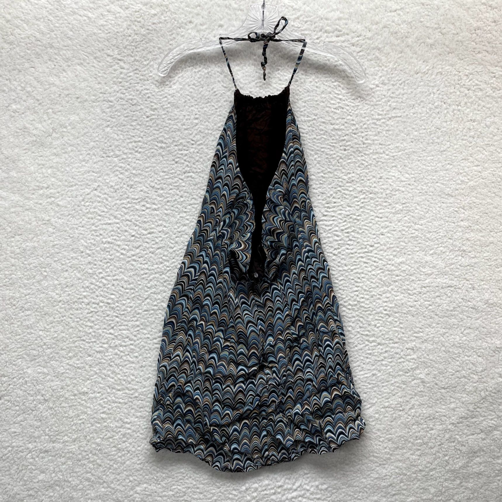 Vintage Vintage Halter Mini Dress Mod GoGo 60s 90s Retro Festival Brown Blue Les Petites M Womens Size M / US 6-8 / IT 42-44 - 2 Thumbnail